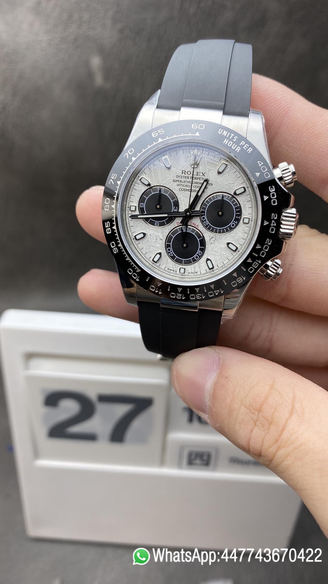 China Victory Factroy Daytona 116519 Meteorite Dial on Oysterflex Rubber Strap 11 Super Clone 4130 Movement China Clean Factroy Daytona 116519 Meteorite Dial on Oysterflex Rubber Strap 11 Super Clone 4130 Movement