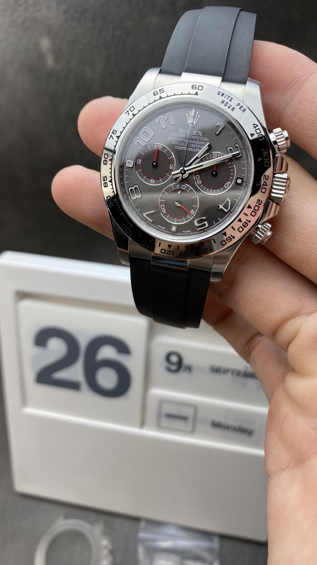 Super Clone Watch Daytona 116509 Super Clone Edition 904L SS Case Gray Dial on Rubber Strap SA4130 V2 Clean Factory Watch Daytona 116509 Super Clone Edition 904L SS Case Gray Dial on Rubber Strap SA4130 V2