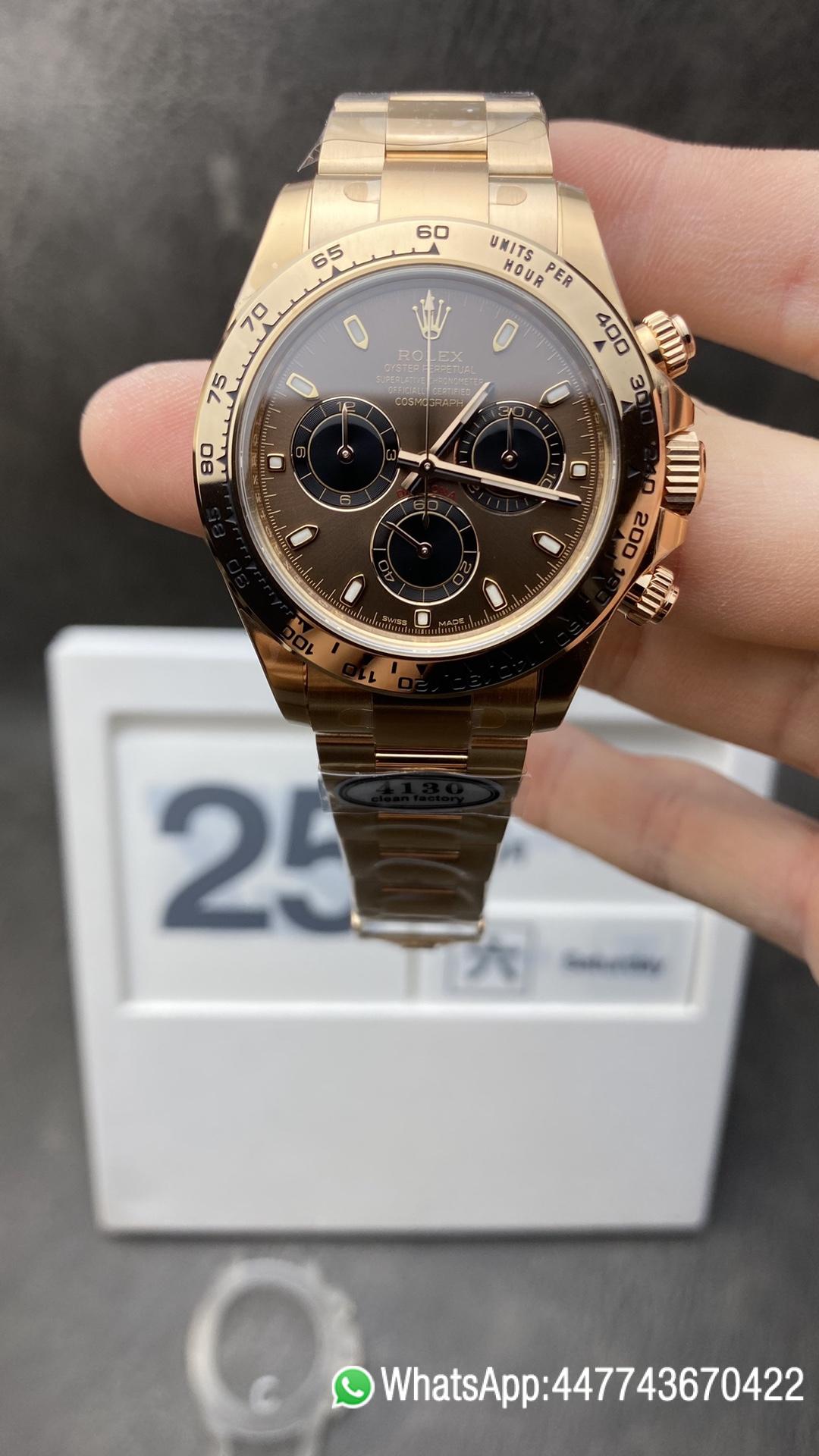 Super Clone Watch Rolex Daytona 116505 Rose Gold Case Bracelet Brown Dial on Rose Gold Bracelet SA4130 Movement Clean Factory Watch Rolex Daytona 116505 Rose Gold Case Bracelet Brown Dial on Rose Gold Bracelet SA4130 Movement