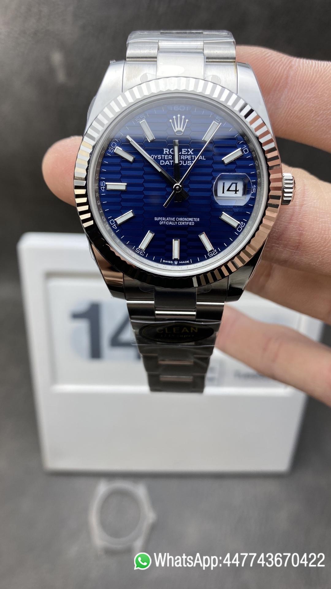 CF DateJust 126334 41mm Super Clone Rolex Watch Best Edition 904L Steel Blue Texuted Dial on Jubilee Bracelet VR3235 CF DateJust 126334 41mm Clean Factory Rolex Watch Best Edition 904L Steel Blue Texuted Dial on Jubilee Bracelet VR3235