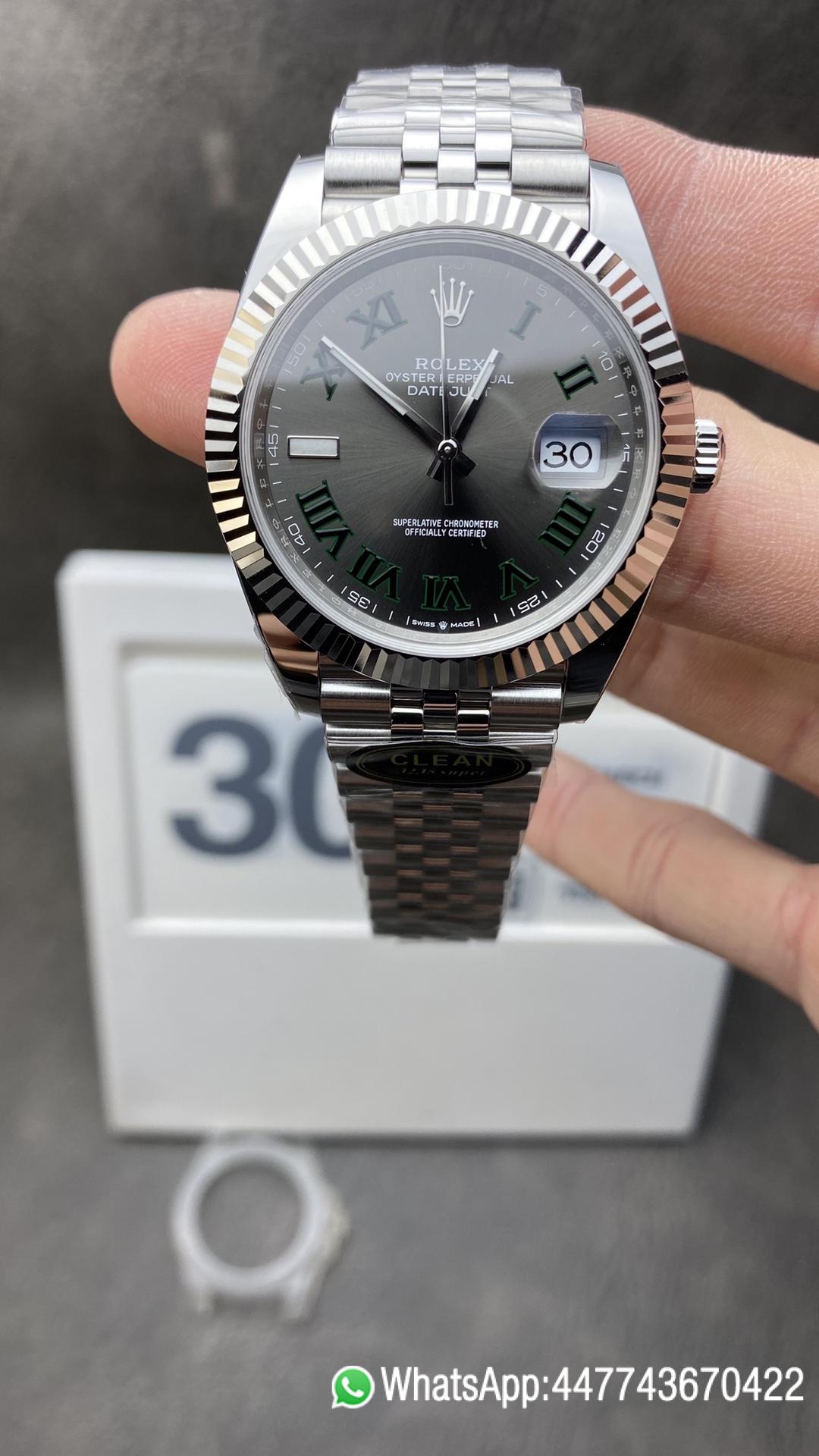 Victory Datejust Wimbledon 41mm Gray Dial with Green Roman Markers 904L Stainless Steel Case Jubilee Bracelet VR3235 Clean Datejust Wimbledon 41mm Gray Dial with Green Roman Markers 904L Stainless Steel Case Jubilee Bracelet VR3235