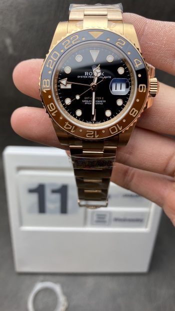 Clean Factory GMT Master II 126715CHNR Black Dial 18K Rosed Gold Plated on 904L Steel SA3186 Movement Correct Hand Stack