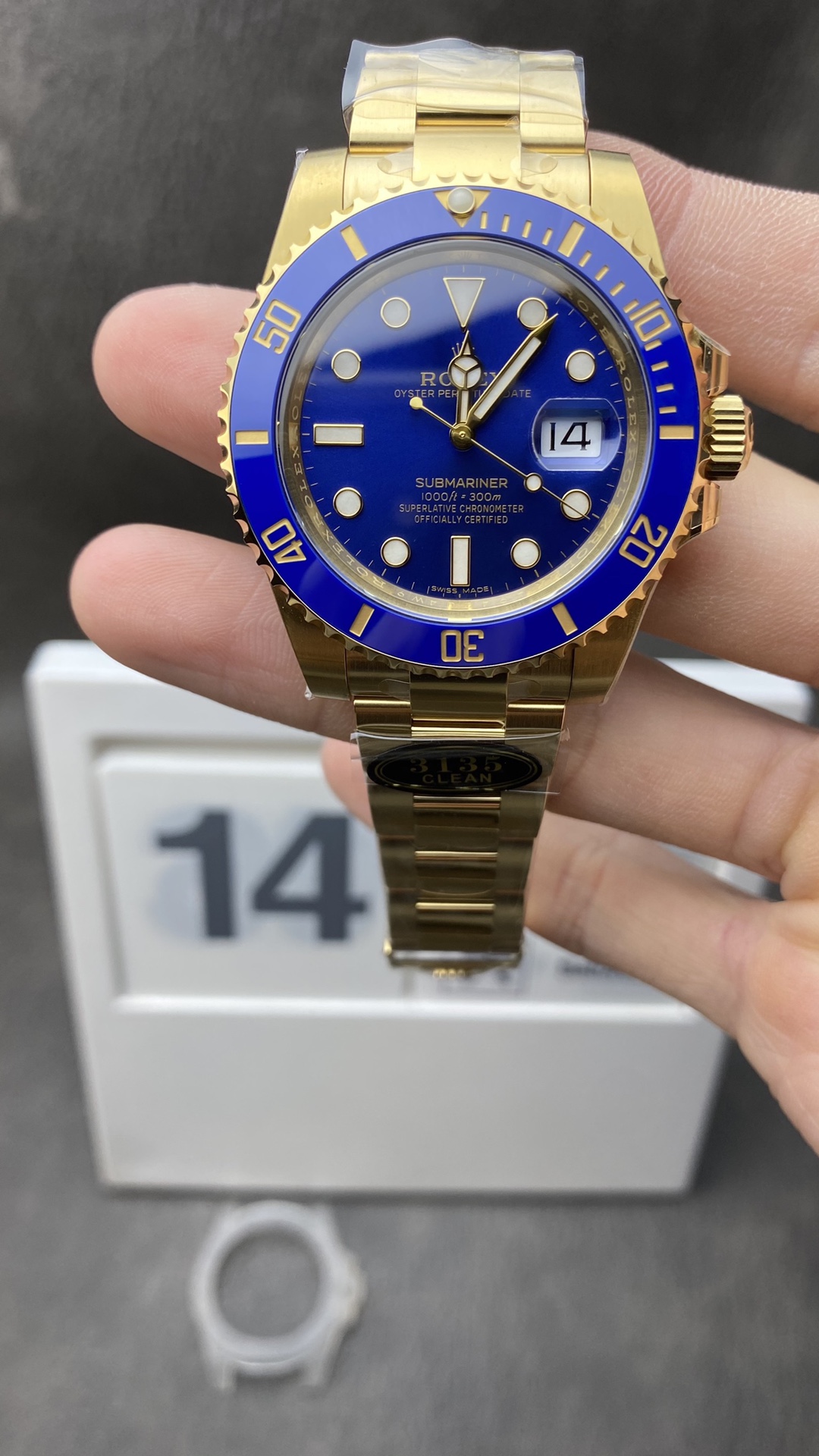 Victory Factory Rolex Submariner 116618LB Blue Dial Ceramic Bezel Yellow Gold Plated Case Oyster Bracelet VS3135 Movement Clean Factory Rolex Submariner 116618LB Blue Dial Ceramic Bezel Yellow Gold Plated Case Oyster Bracelet VS3135 Movement