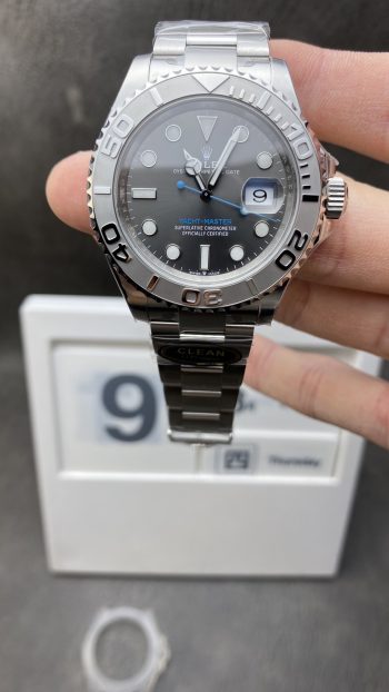 Clean Factory Yacht Master 126622 Gray Dial with Blue Second Hand 904L Stainless Steel Case Oyster Steel Bracelet VR3235 Movement