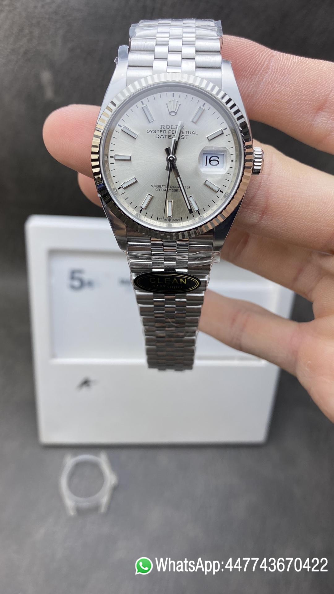 China Victory Watches Rolex DateJust 36mm 126234 904L Steel Silver Dial with Stick Markers on Jubilee Bracelet VR3235 Movement China Clean Watches Rolex DateJust 36mm 126234 904L Steel Silver Dial with Stick Markers on Jubilee Bracelet VR3235 Movement