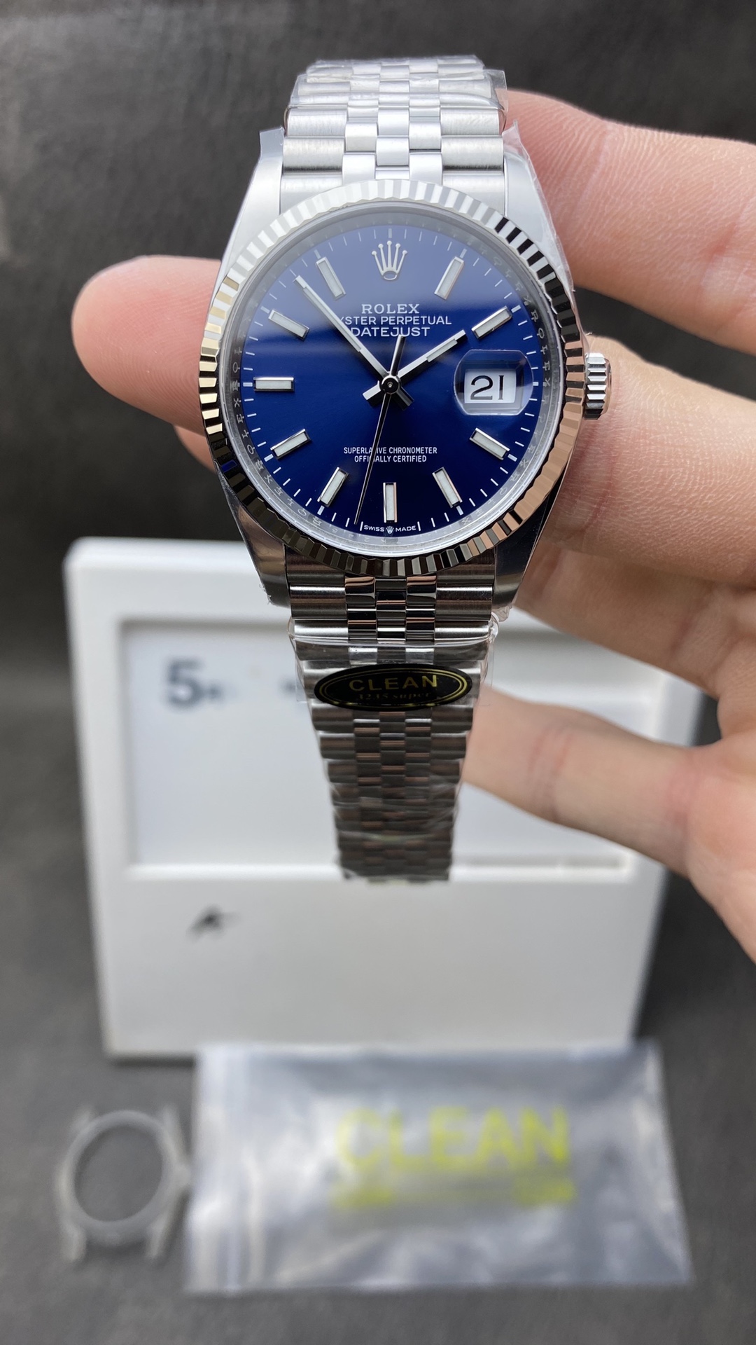Victory Factory Watch CF Rolex DateJust 36mm 126234 904L Steel Blue Dial with Stick Markers on Jubilee Bracelet VR3235 Movement Clean Factory Watch CF Rolex DateJust 36mm 126234 904L Steel Blue Dial with Stick Markers on Jubilee Bracelet VR3235 Movement