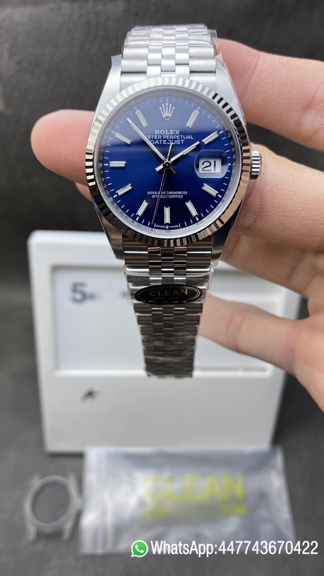 Super Clone Watch CF Rolex DateJust 36mm 126234 904L Steel Blue Dial with Stick Markers on Jubilee Bracelet VR3235 Movement Clean Factory Watch CF Rolex DateJust 36mm 126234 904L Steel Blue Dial with Stick Markers on Jubilee Bracelet VR3235 Movement