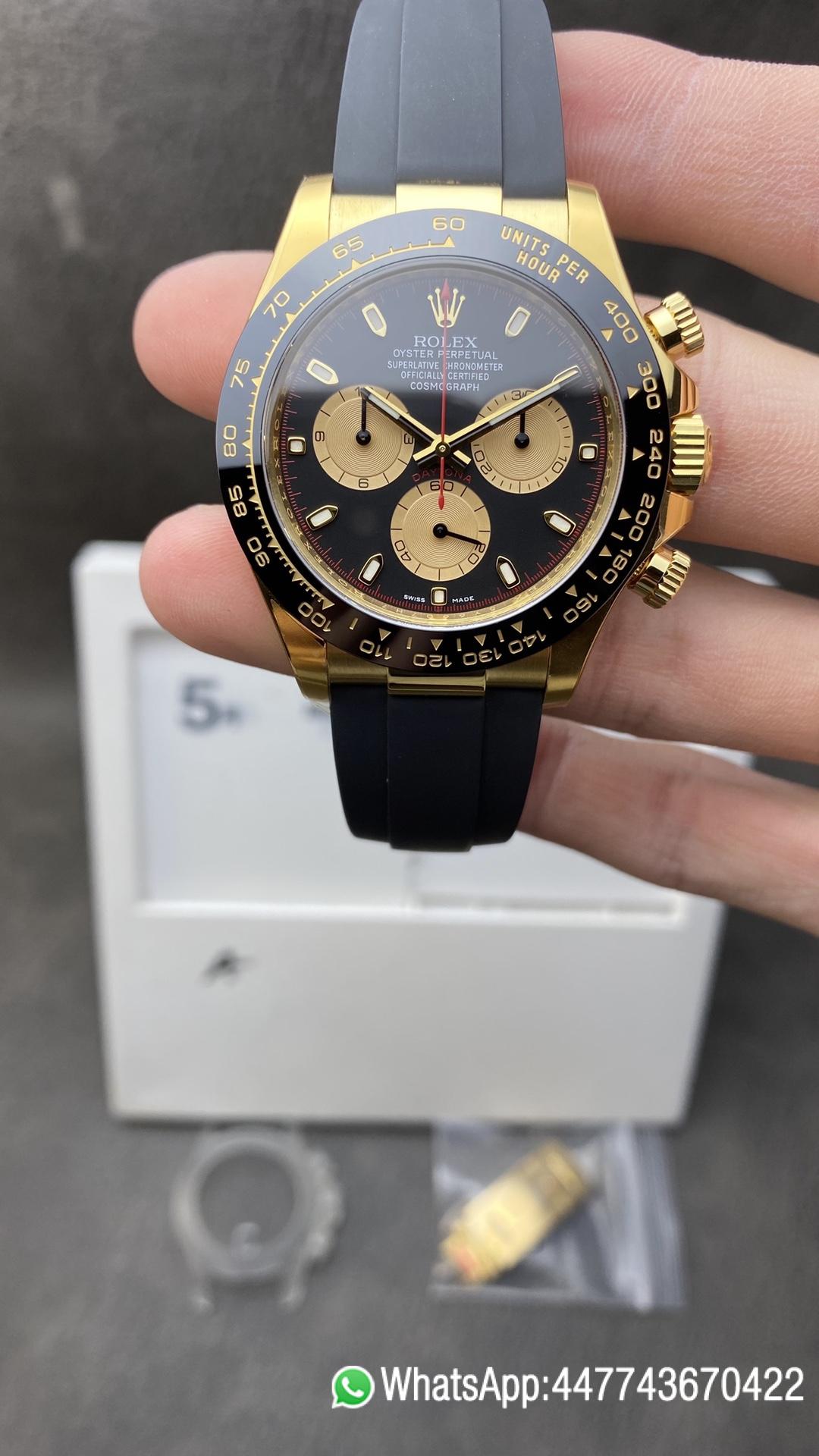 Super Clone Watch Daytona 116518 Best Edition Paul Newman Black Dial Yellow Gold Sub Dial Black Oysterflex Rubber Strap SA4130 Clean Factory Watch Daytona 116518 Best Edition Paul Newman Black Dial Yellow Gold Sub Dial Black Oysterflex Rubber Strap SA4130