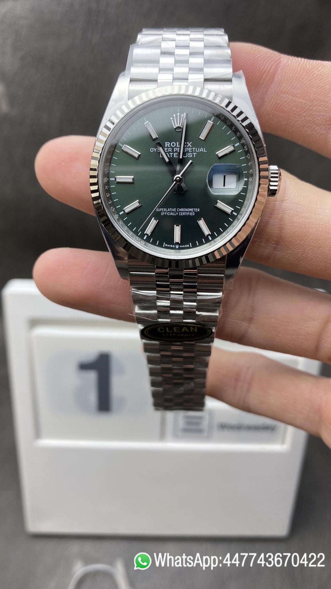 Super Clone Rolex Datejust 36 126234 Olive Green Dial 904L Steel Case Jubilee Bracelet 3235 Movement Clean Factory Rolex Datejust 36 126234 Olive Green Dial 904L Steel Case Jubilee Bracelet 3235 Movement