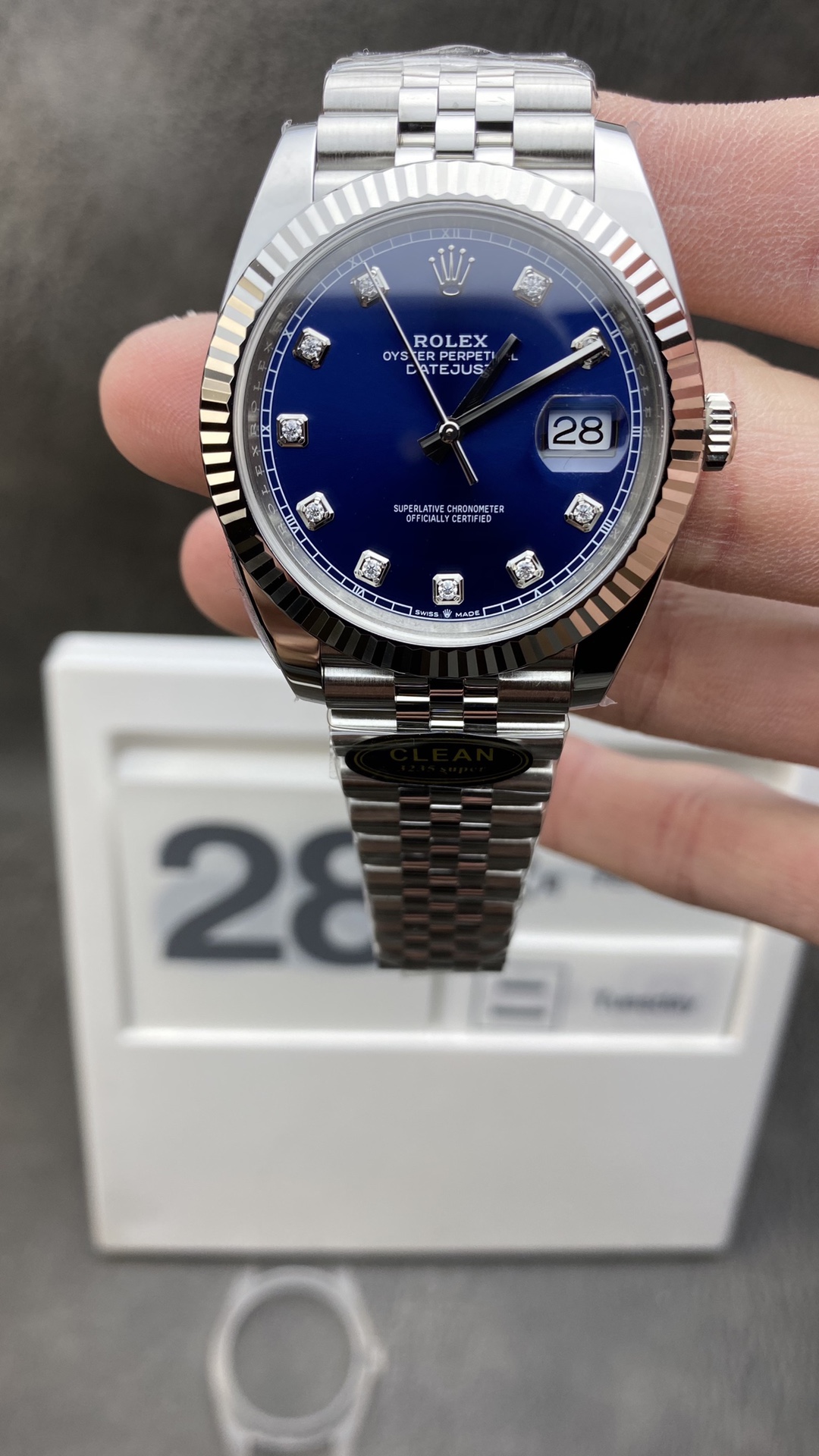 Victory Factory Watch CF Rolex DateJust 41mm 126334 904L Steel Blue Dial with Diamonds Markers on Jubilee Bracelet VR3235 Movement Clean Factory Watch CF Rolex DateJust 41mm 126334 904L Steel Blue Dial with Diamonds Markers on Jubilee Bracelet VR3235 Movement