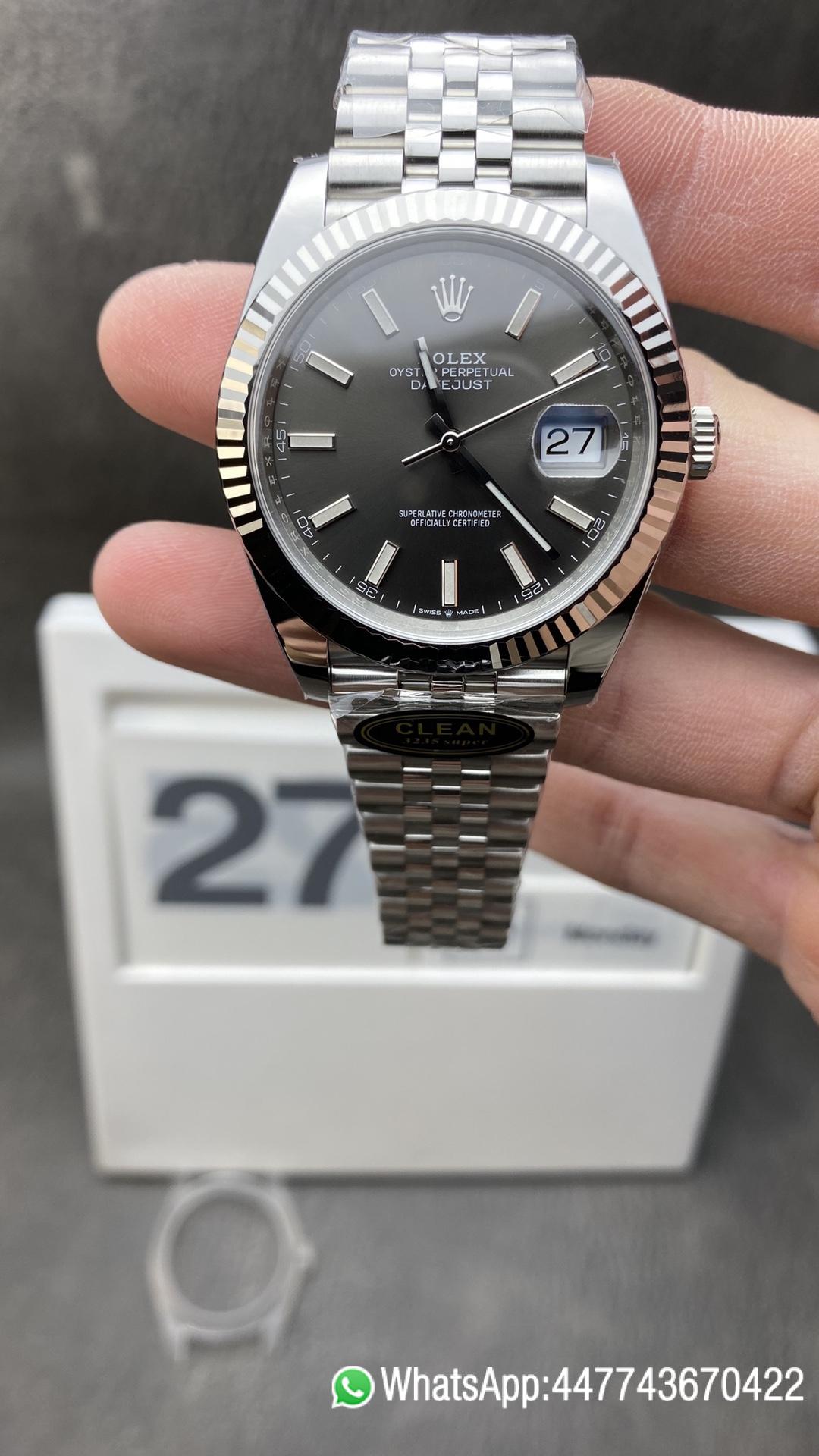 Super Clone Watch CF Rolex DateJust 41mm 126334 904L Steel Grey Dial with Stick Markers on Jubilee Bracelet VR3235 Movement Clean Factory Watch CF Rolex DateJust 41mm 126334 904L Steel Grey Dial with Stick Markers on Jubilee Bracelet VR3235 Movement