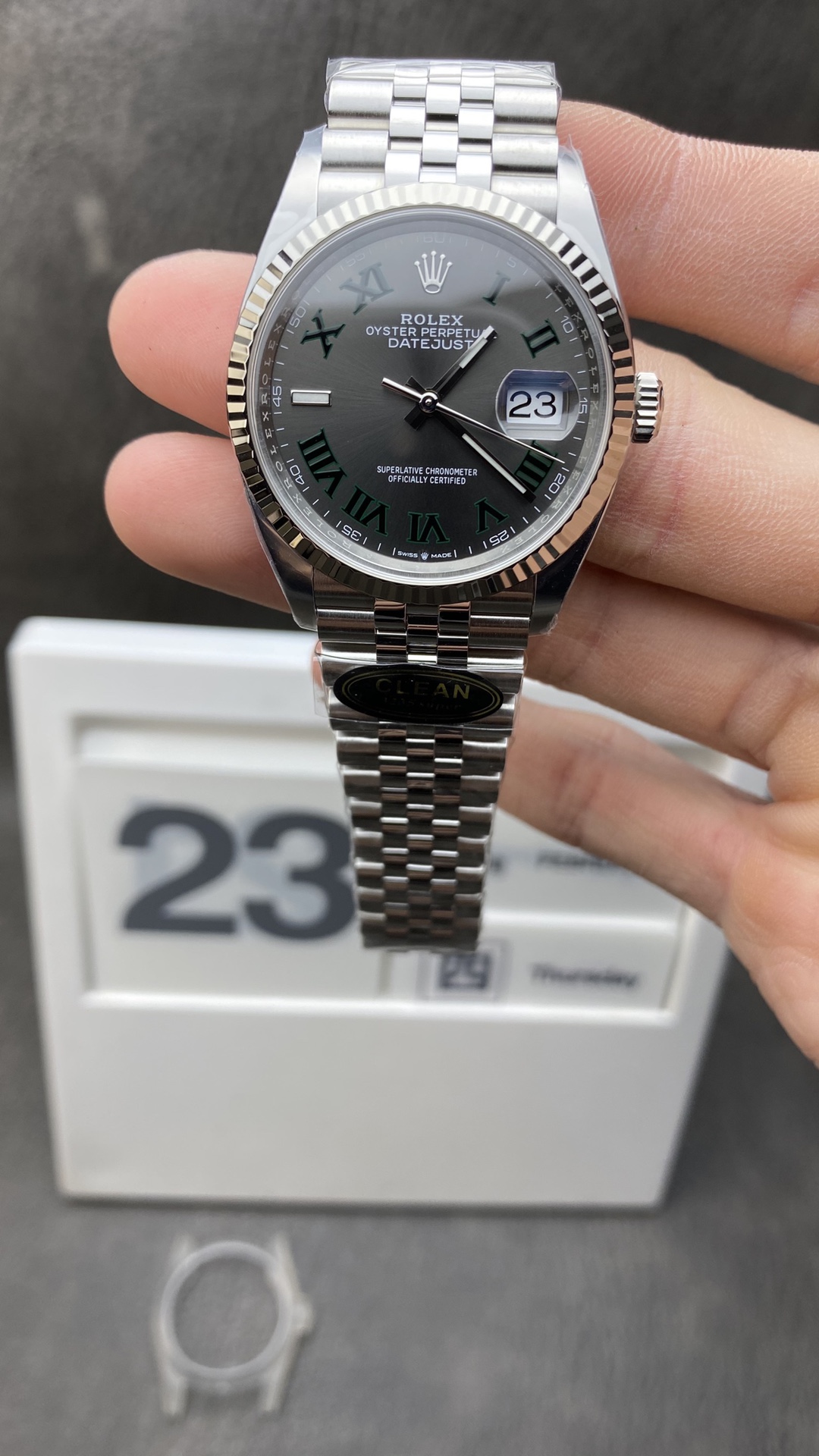 Victory Factory Watch Rolex DateJust 36 126234 Wimbledon Best Edition 904L Steel Gray Dial Green Roman Markers on Jubilee Bracelet VR3235 Clean Factory Watch Rolex DateJust 36 126234 Wimbledon Best Edition 904L Steel Gray Dial Green Roman Markers on Jubilee Bracelet VR3235