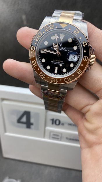 Clean Factory Watch Rolex GMT Master II 126711CHNR Black Brown Ceramic Black Dial RG Steel Two Tone Bracelet Super Clone 3285 Movement