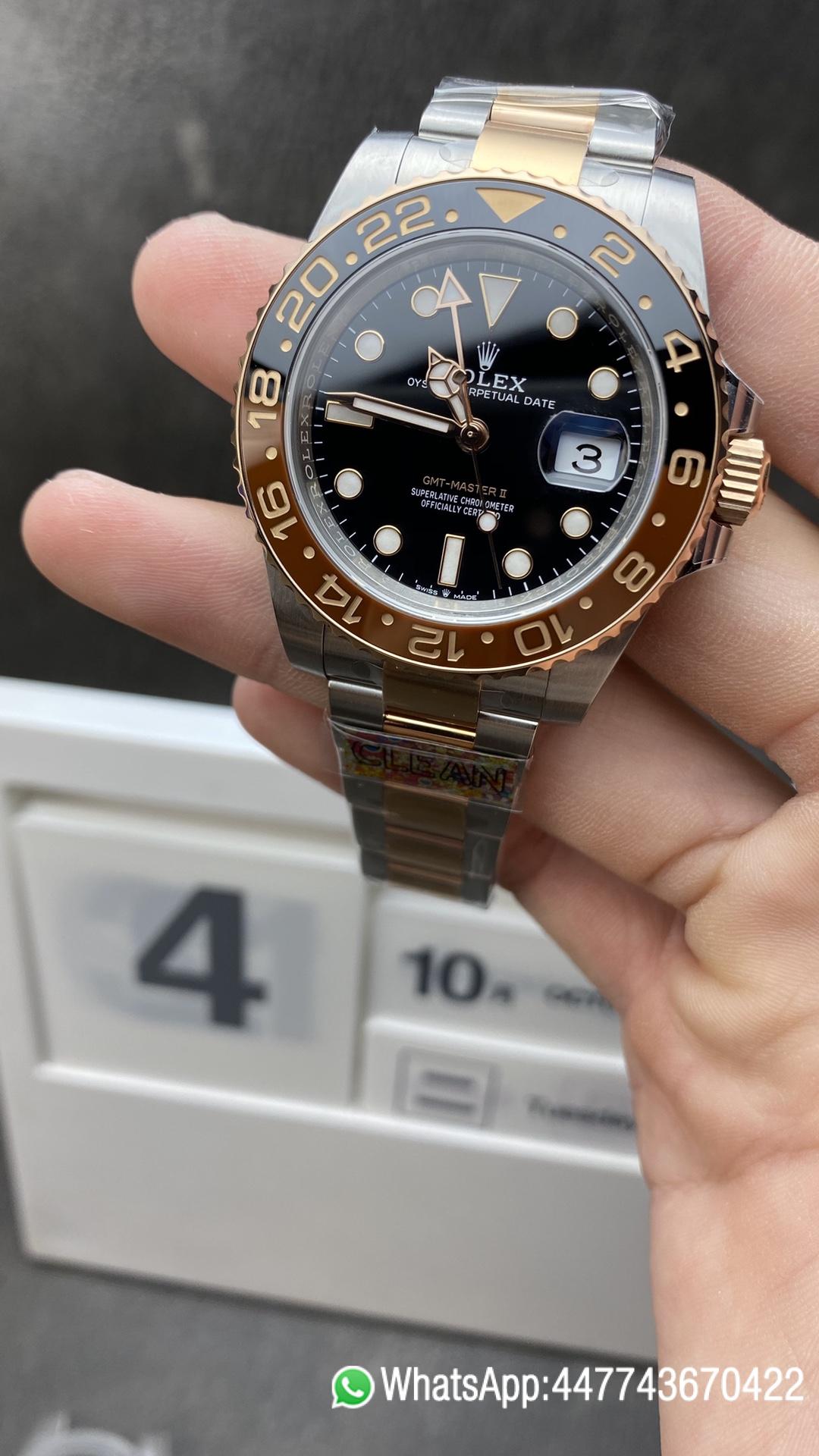 Super Clone Watch Rolex GMT Master II 126711CHNR Black Brown Ceramic Black Dial RG Steel Two Tone Bracelet Super Clone 3285 Movement Clean Factory Watch Rolex GMT Master II 126711CHNR Black Brown Ceramic Black Dial RG Steel Two Tone Bracelet Super Clone 3285 Movement