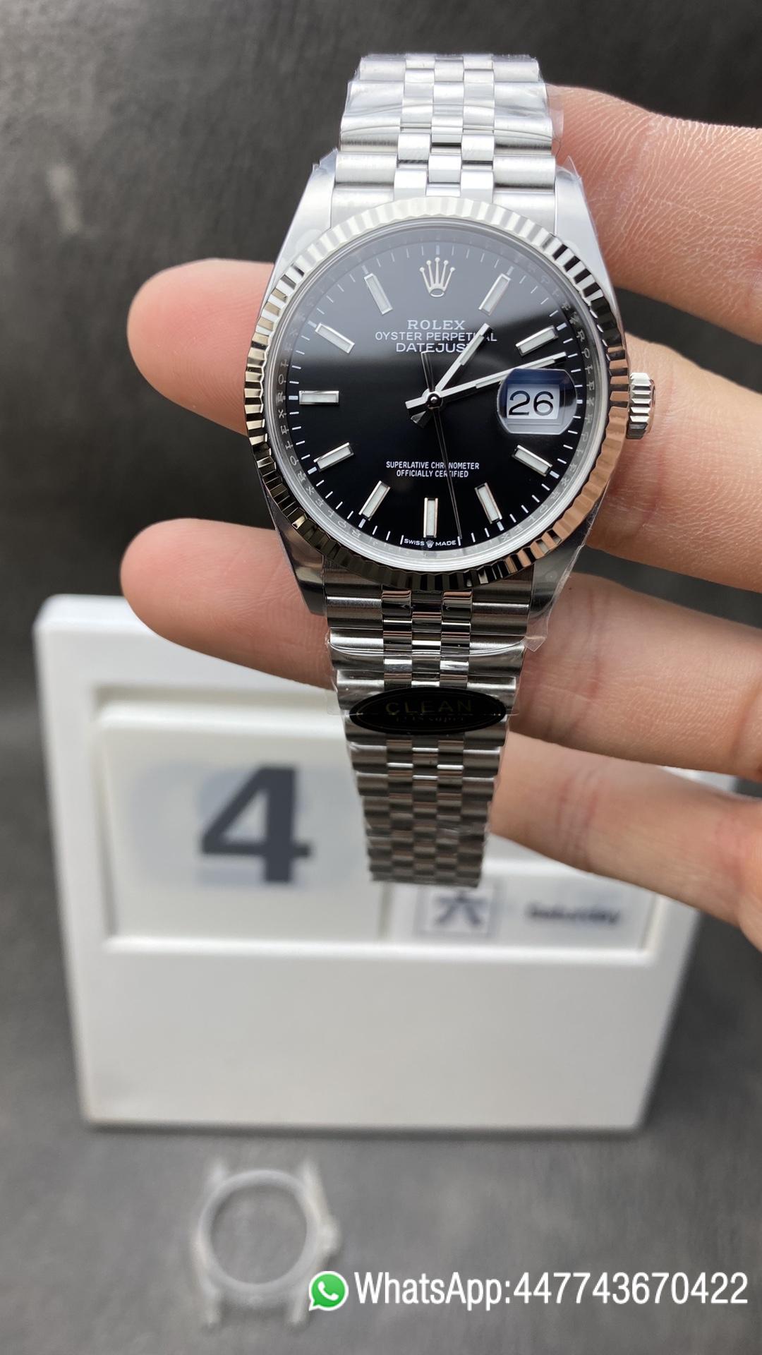 Super Clone Watches CF DateJust 36mm 126234 904L Oystersteel Black Dial with Stick Markers on Jubilee Bracelet VR3235 Movement Clean Factory Watches CF DateJust 36mm 126234 904L Oystersteel Black Dial with Stick Markers on Jubilee Bracelet VR3235 Movement