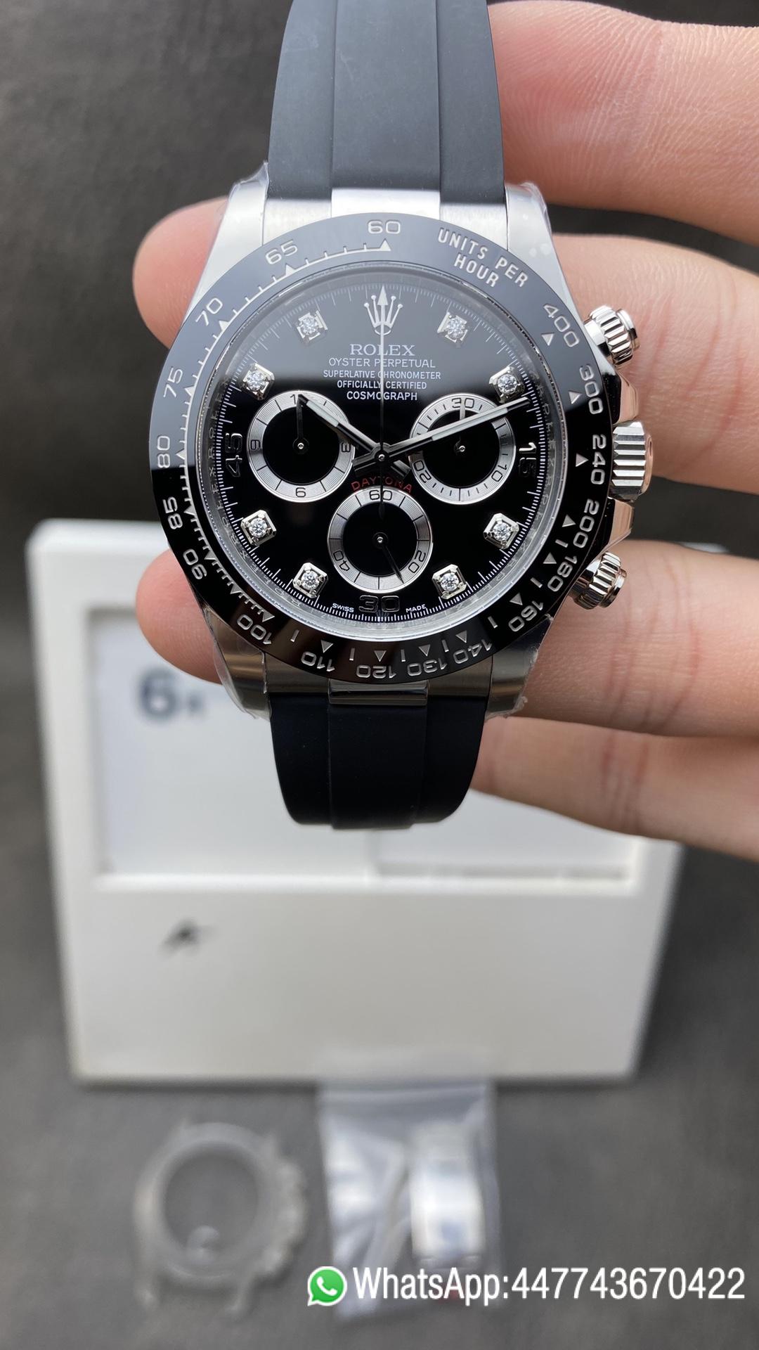Super Clone Daytoan 116519LN Black Diamond Set Dial Super Clone Swiss 4130 Movement Black Rubber Strap Clean Factory Daytoan 116519LN Black Diamond Set Dial Super Clone Swiss 4130 Movement Black Rubber Strap