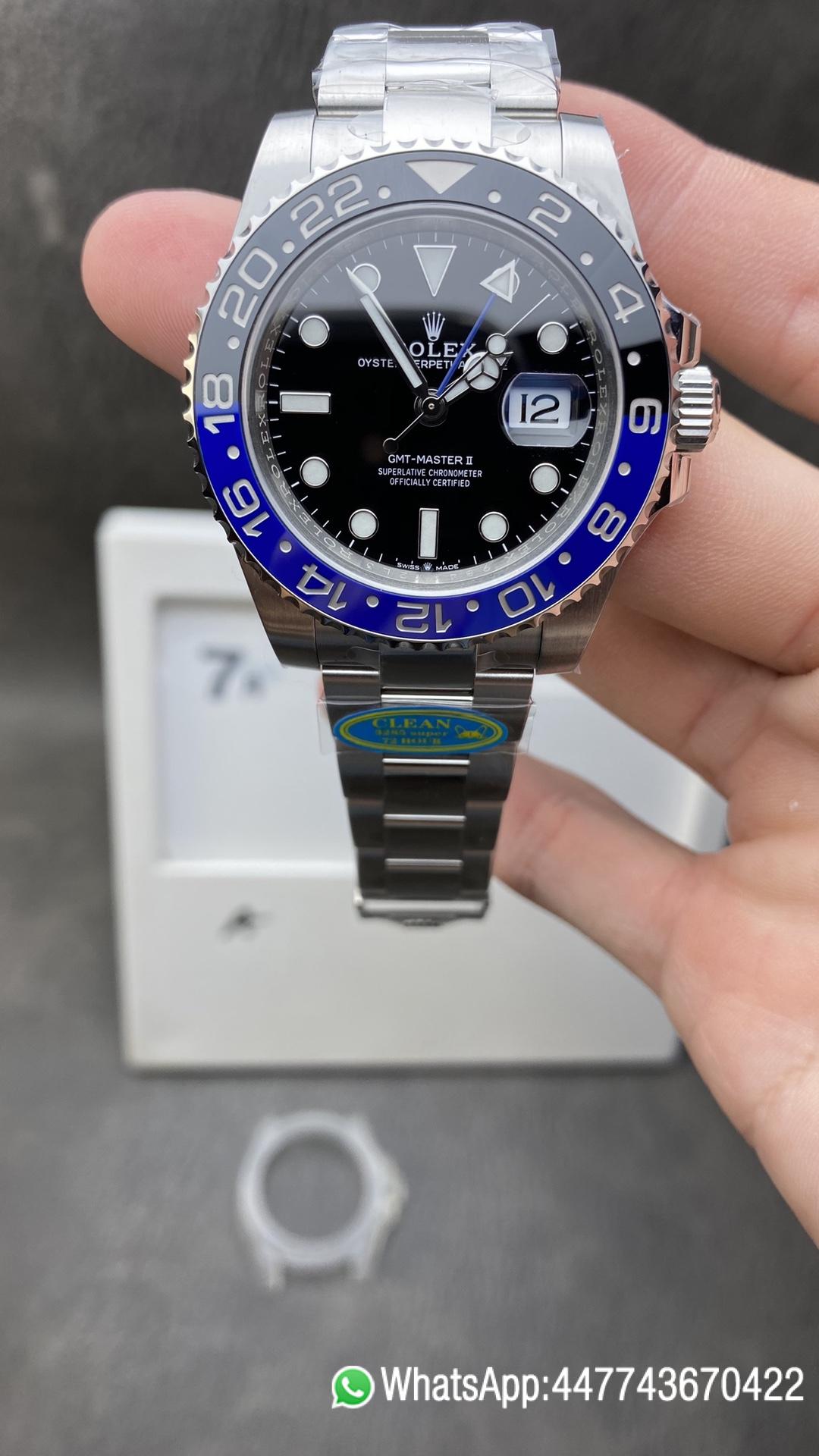 Super Clone GMT Master II 126710BLNR Batman Blue Black Ceramic Bezel Black Dial DD3285 CHS Oyster Bracelet Clean Factory GMT Master II 126710BLNR Batman Blue Black Ceramic Bezel Black Dial DD3285 CHS Oyster Bracelet