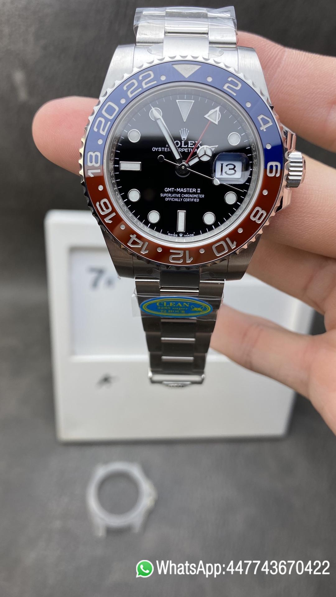 Super Clone Rolex GMT Master II 126710BLRO Pepsi Blue Red Ceramic Bezel Black Dial 904L Steel Case Oystersteel Bracelet DD3285 Caliber CHS Clean Factory Rolex GMT Master II 126710BLRO Pepsi Blue Red Ceramic Bezel Black Dial 904L Steel Case Oystersteel Bracelet DD3285 Caliber CHS
