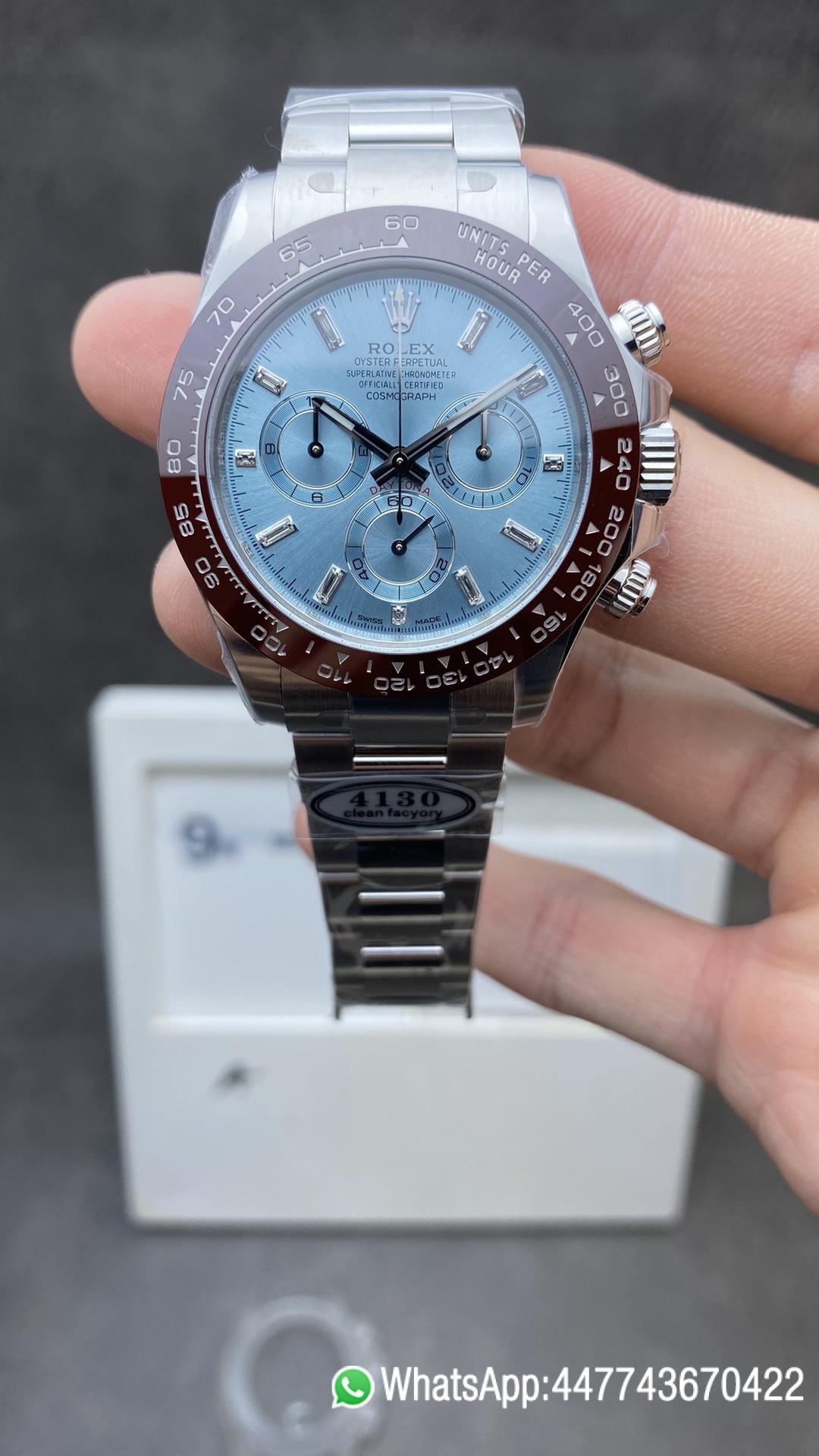 Super Clone Watch Rolex Daytona 116506 Ice Blue Dial Crystal Markers 904L Stainless Steel Case Bracelet SA4130 Movement Clean Factory Watch Rolex Daytona 116506 Ice Blue Dial Crystal Markers 904L Stainless Steel Case Bracelet SA4130 Movement