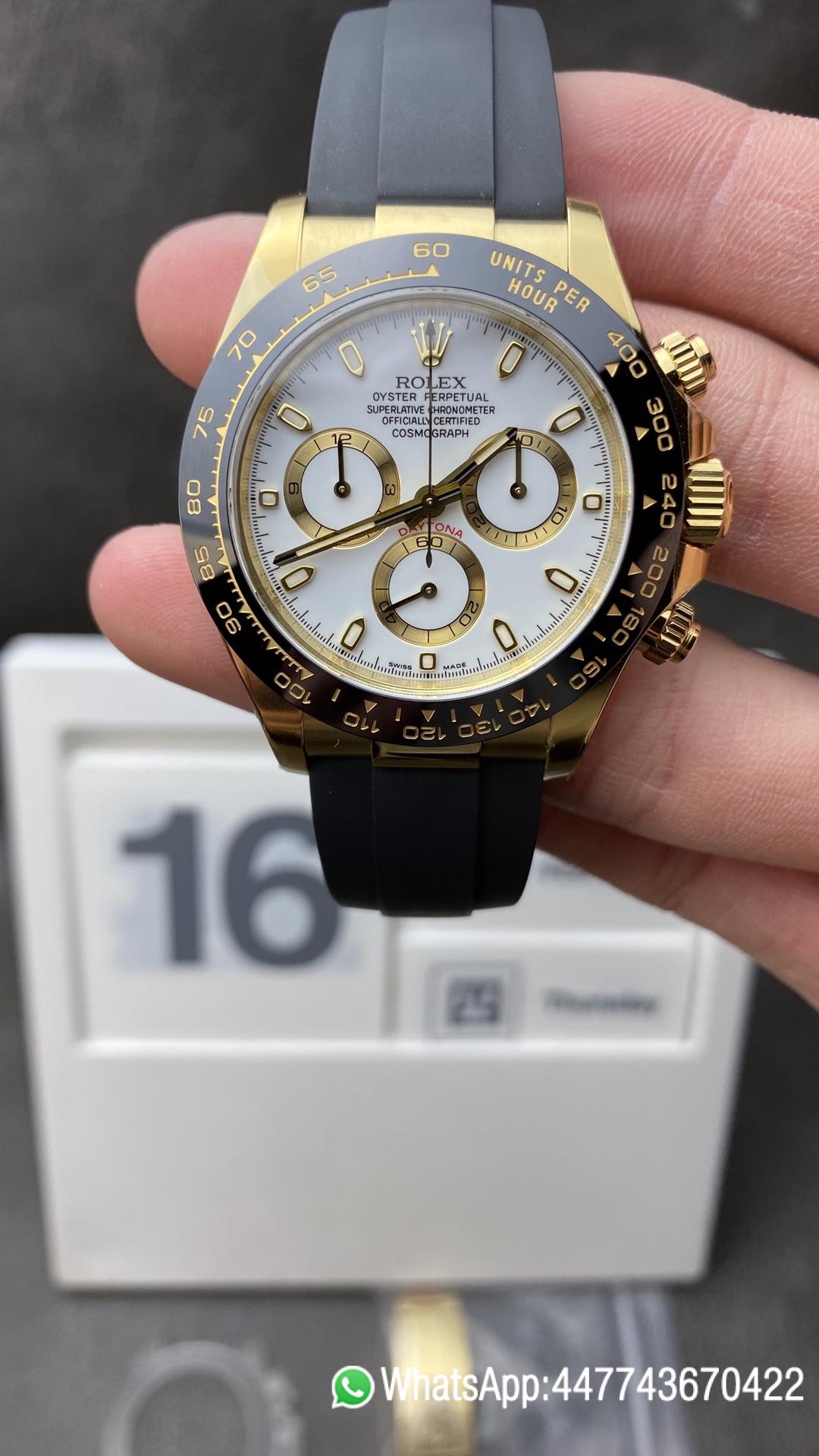 Super Clone Watches Rolex Daytona 116518 Plated 18K Yellow Gold Case White Dial Oysterflex Rubber Strap SA4130 Movement Clean Factory Watches Rolex Daytona 116518 Plated 18K Yellow Gold Case White Dial Oysterflex Rubber Strap SA4130 Movement