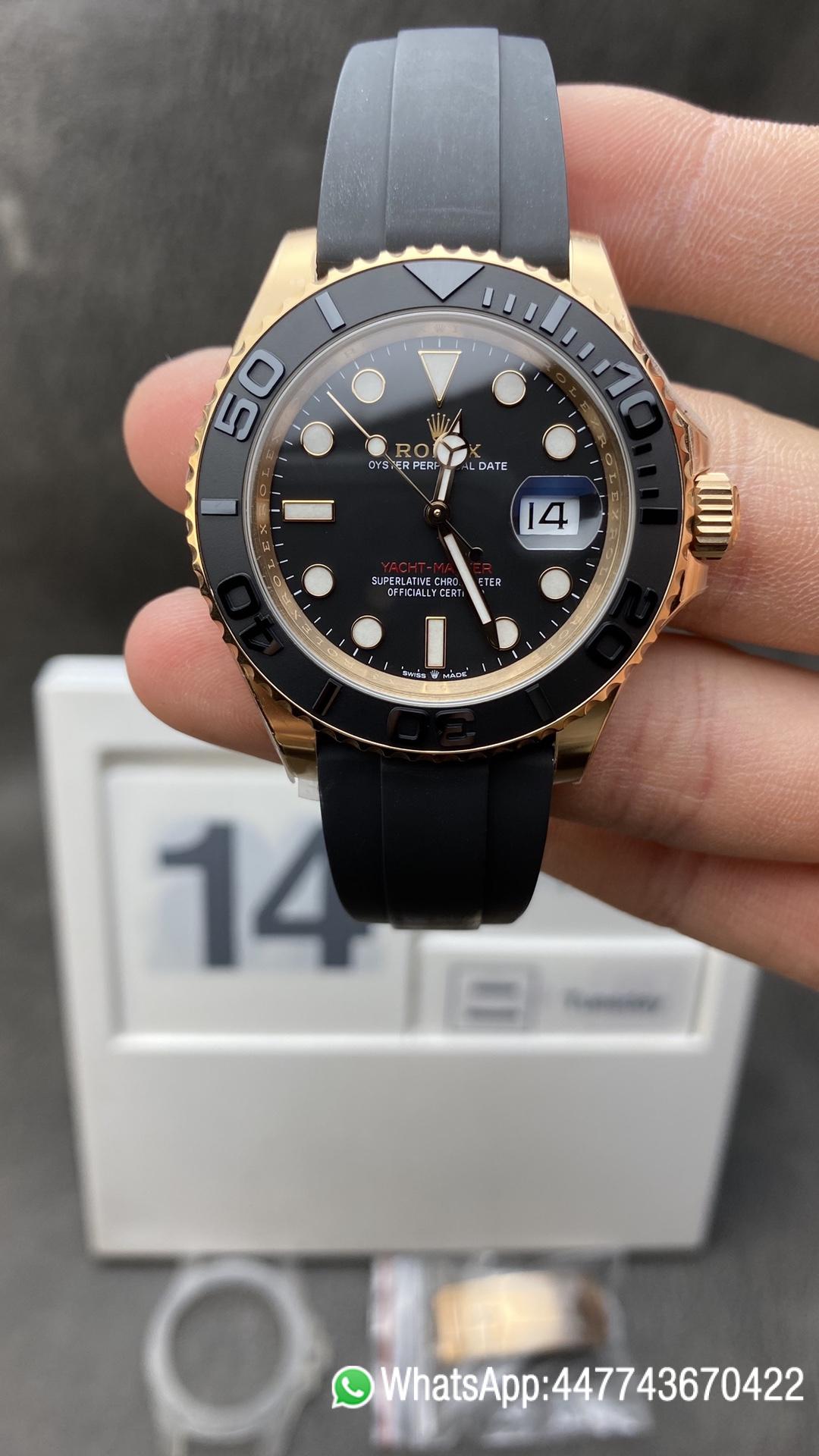 Super Clone Watch Rolex Yacht Master 126655 Rose Gold Case Black Dial 3D Ceramic Bezel on Oysterflex Strap VR3235 Clean Factory Watch Rolex Yacht Master 126655 Rose Gold Case Black Dial 3D Ceramic Bezel on Oysterflex Strap VR3235
