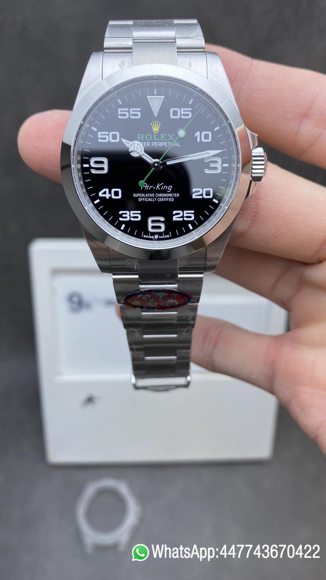 Super Clone Watch Super Clone Rolex Air King 126900 Black Dial 904L Steel Case Bracelet VR3230 Movement Clean Factory Watch Super Clone Rolex Air King 126900 Black Dial 904L Steel Case Bracelet VR3230 Movement