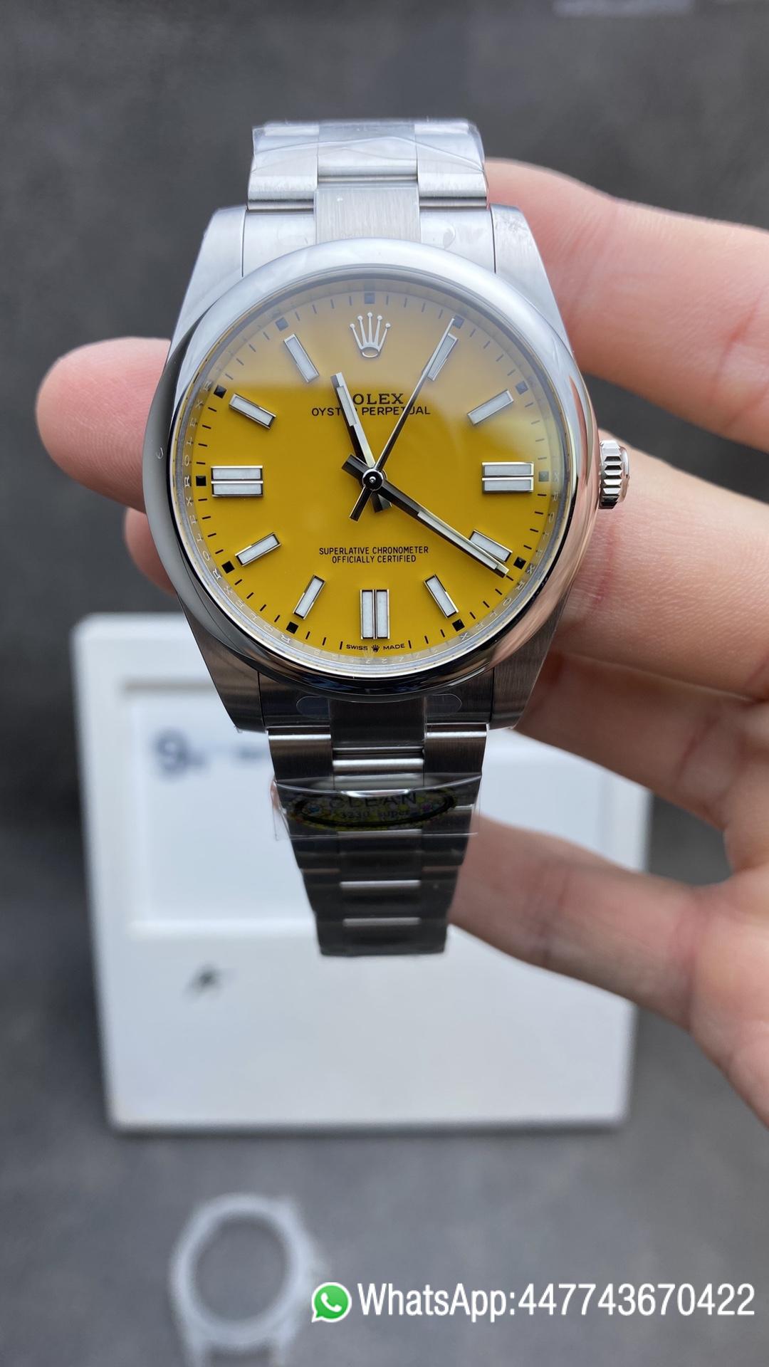 Super Clone Watches Rolex Oyster Perpetual 124300 Yellow Dial 41mm 904L Steel Case Bracelet VR3230 Movement Clean Factory Watches Rolex Oyster Perpetual 124300 Yellow Dial 41mm 904L Steel Case Bracelet VR3230 Movement