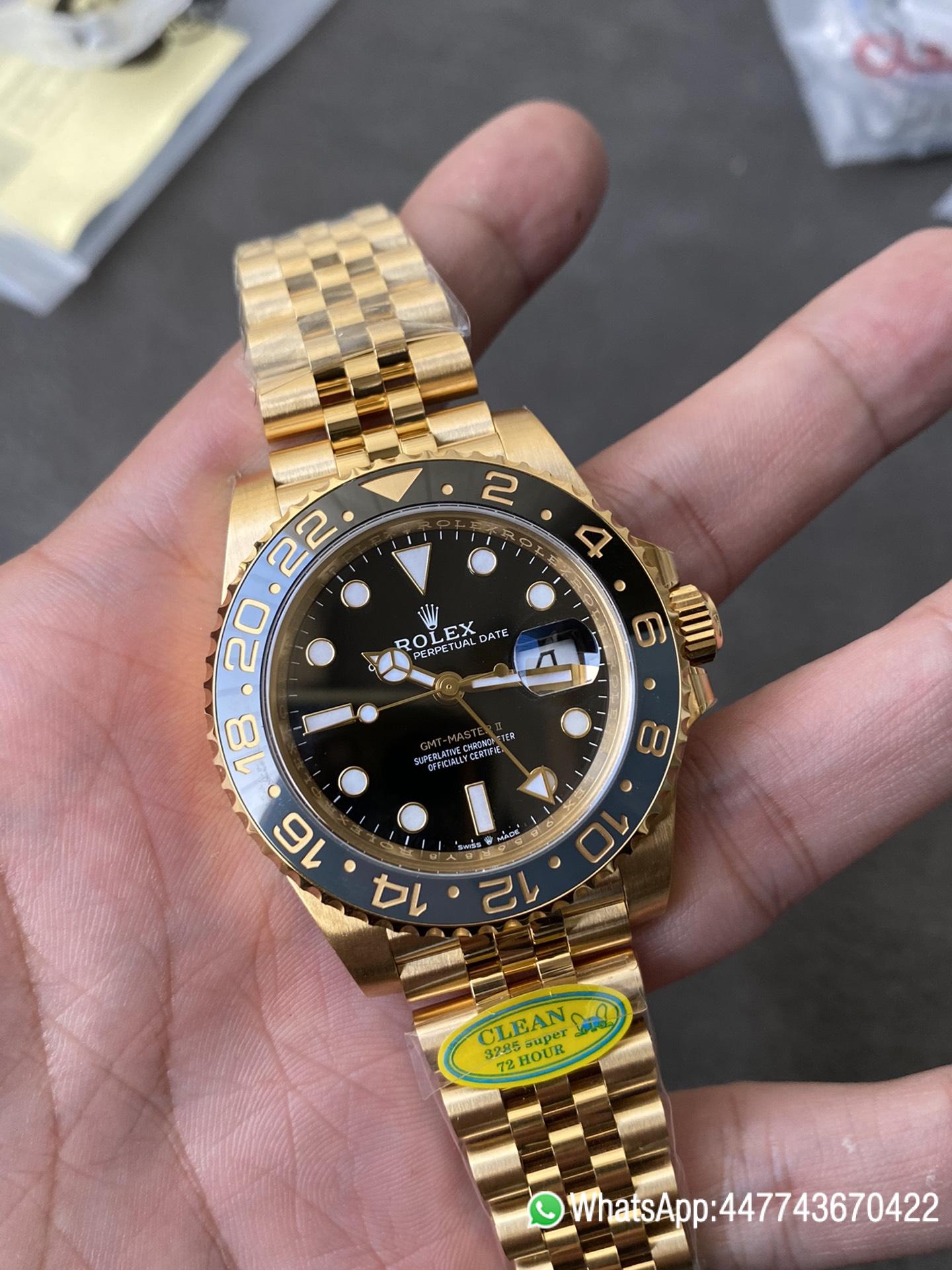 CF Rolex Super Clone GMT Master II 126718GRNR Full Yellow Gold Black Grey Bezel Black Dial Jubilee Bracelet DD3285 Movement 01 CF Rolex Super Clone GMT Master II 126718GRNR Full Yellow Gold Black Grey Bezel Black Dial Jubilee Bracelet DD3285 Movement 01