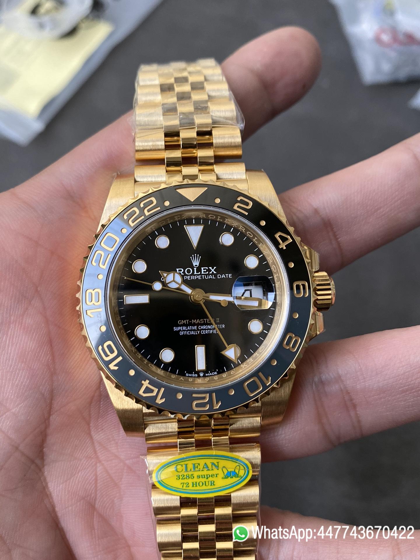 CF Rolex Super Clone GMT Master II 126718GRNR Full Yellow Gold Black Grey Bezel Black Dial Jubilee Bracelet DD3285 Movement 02 CF Rolex Super Clone GMT Master II 126718GRNR Full Yellow Gold Black Grey Bezel Black Dial Jubilee Bracelet DD3285 Movement 02