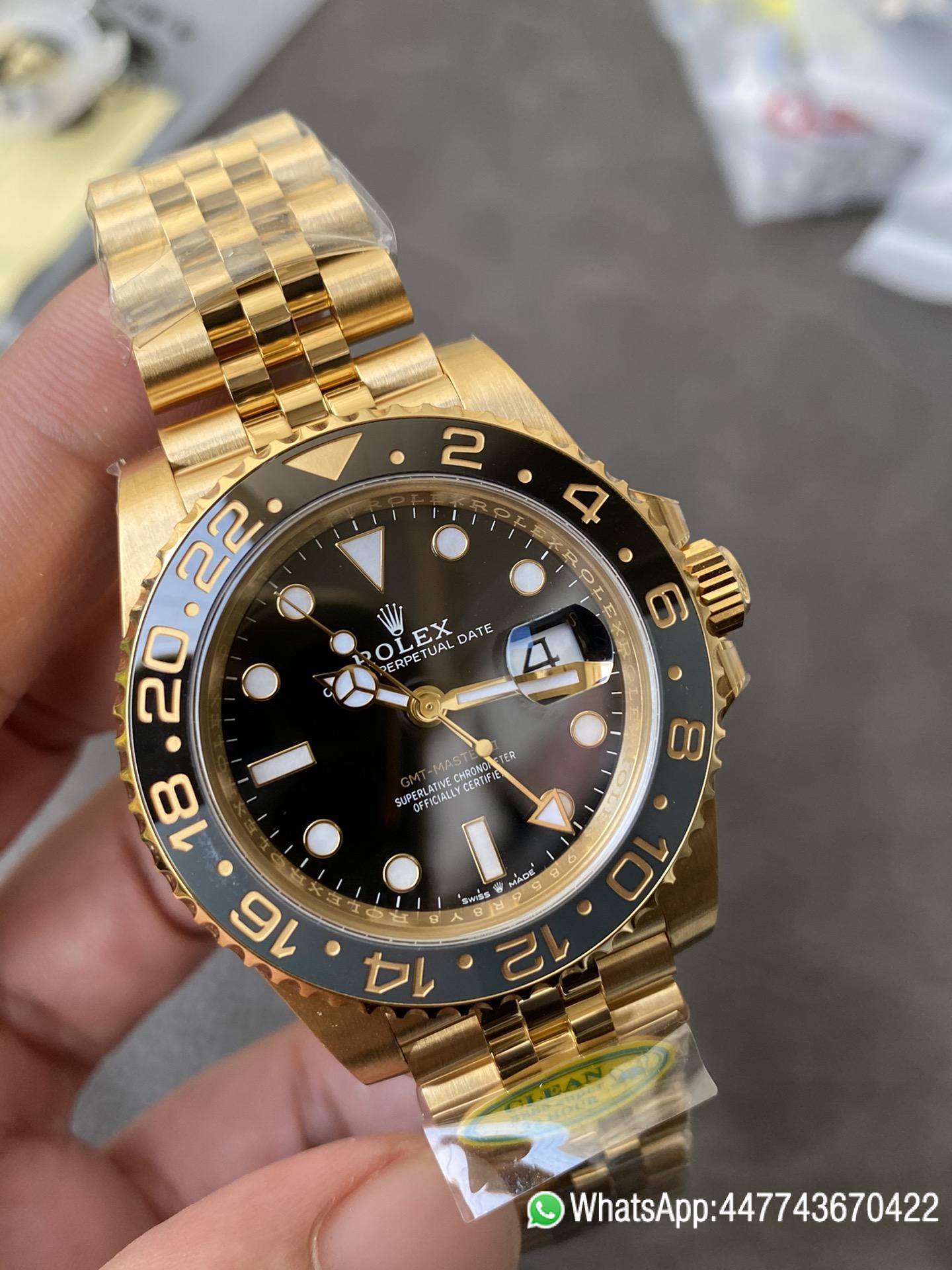 CF Rolex Super Clone GMT Master II 126718GRNR Full Yellow Gold Black Grey Bezel Black Dial Jubilee Bracelet DD3285 Movement 03 CF Rolex Super Clone GMT Master II 126718GRNR Full Yellow Gold Black Grey Bezel Black Dial Jubilee Bracelet DD3285 Movement 03
