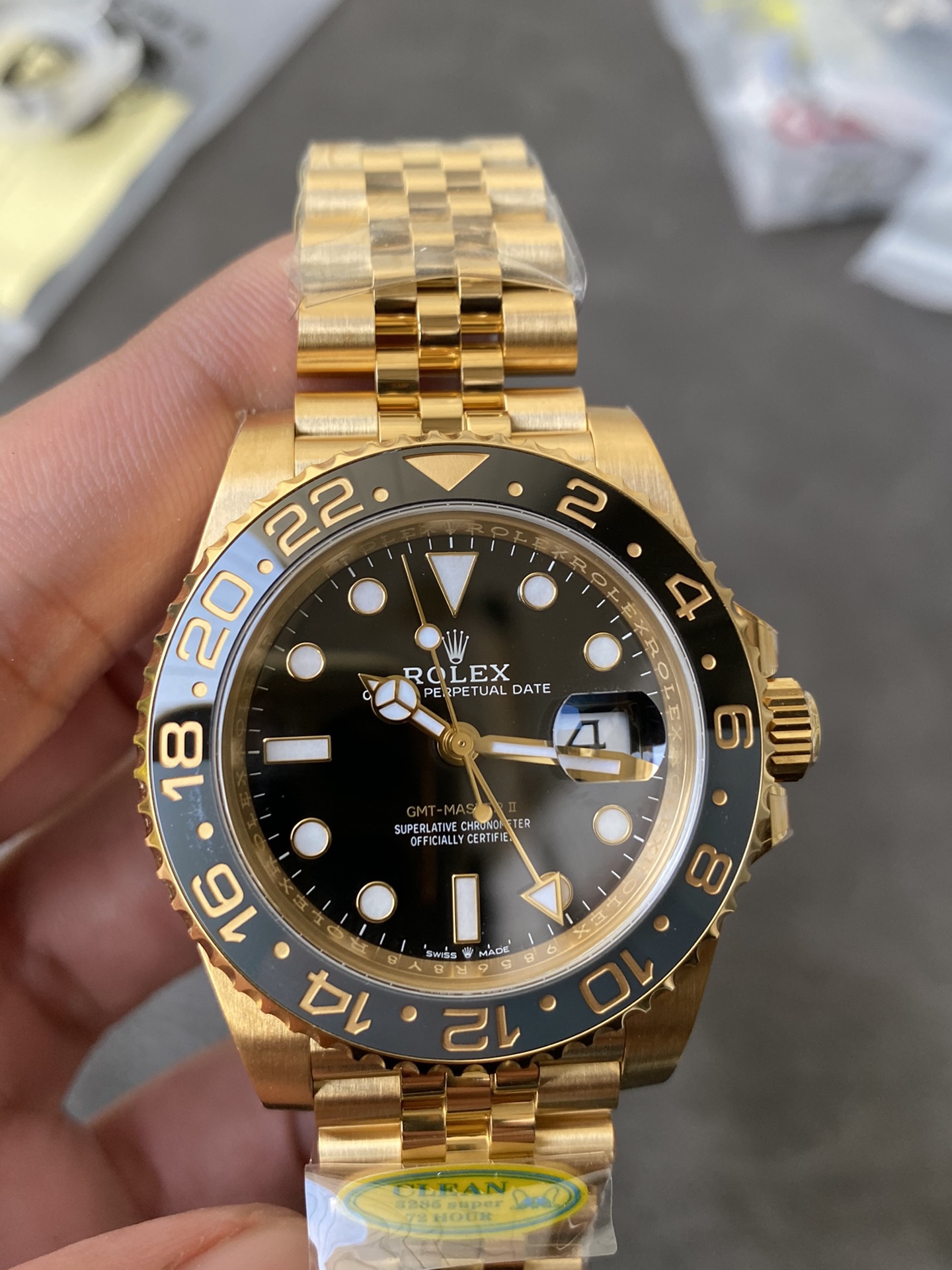 CF Rolex Victory Factory GMT Master II 126718GRNR Full Yellow Gold Black Grey Bezel Black Dial Jubilee Bracelet DD3285 Movement 04 CF Rolex Clean Factory GMT Master II 126718GRNR Full Yellow Gold Black Grey Bezel Black Dial Jubilee Bracelet DD3285 Movement 04