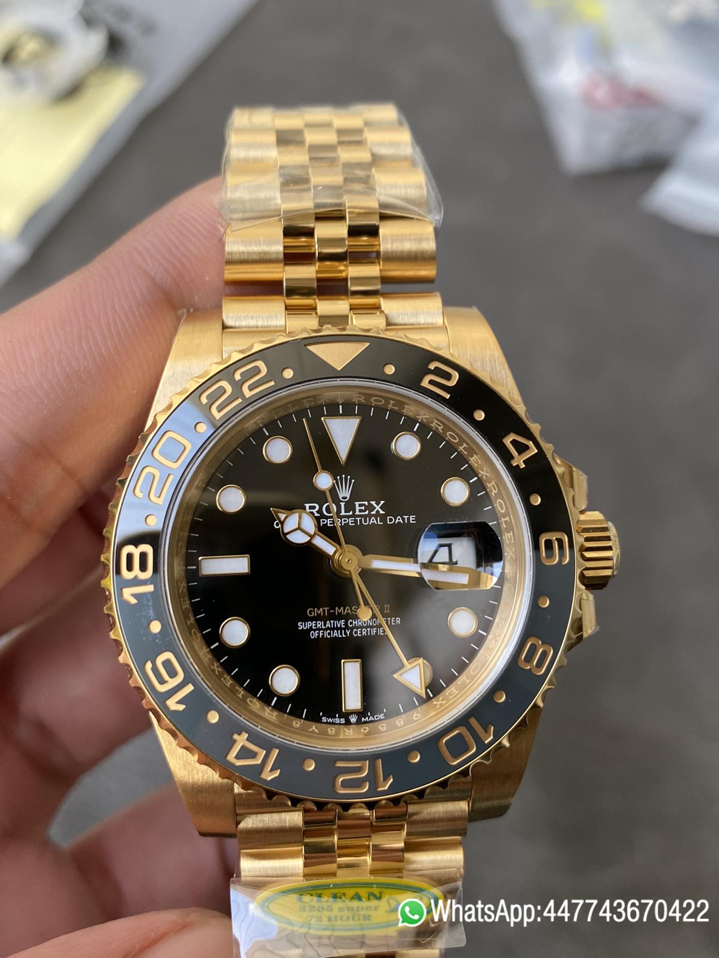 CF Rolex Super Clone GMT Master II 126718GRNR Full Yellow Gold Black Grey Bezel Black Dial Jubilee Bracelet DD3285 Movement 04 CF Rolex Super Clone GMT Master II 126718GRNR Full Yellow Gold Black Grey Bezel Black Dial Jubilee Bracelet DD3285 Movement 04