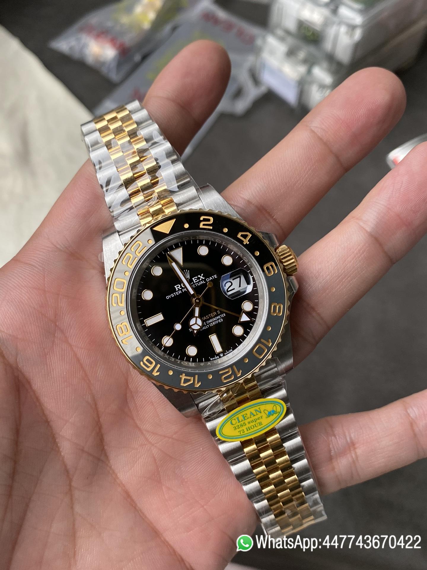 Super Clone GMT Master II 126713GRNR Oystersteel and Yellow Gold Black and Grey Bezel Black Dial Jubilee Bracelet DD3285 Movement 04 Super Clone GMT Master II 126713GRNR Oystersteel and Yellow Gold Black and Grey Bezel Black Dial Jubilee Bracelet DD3285 Movement 04