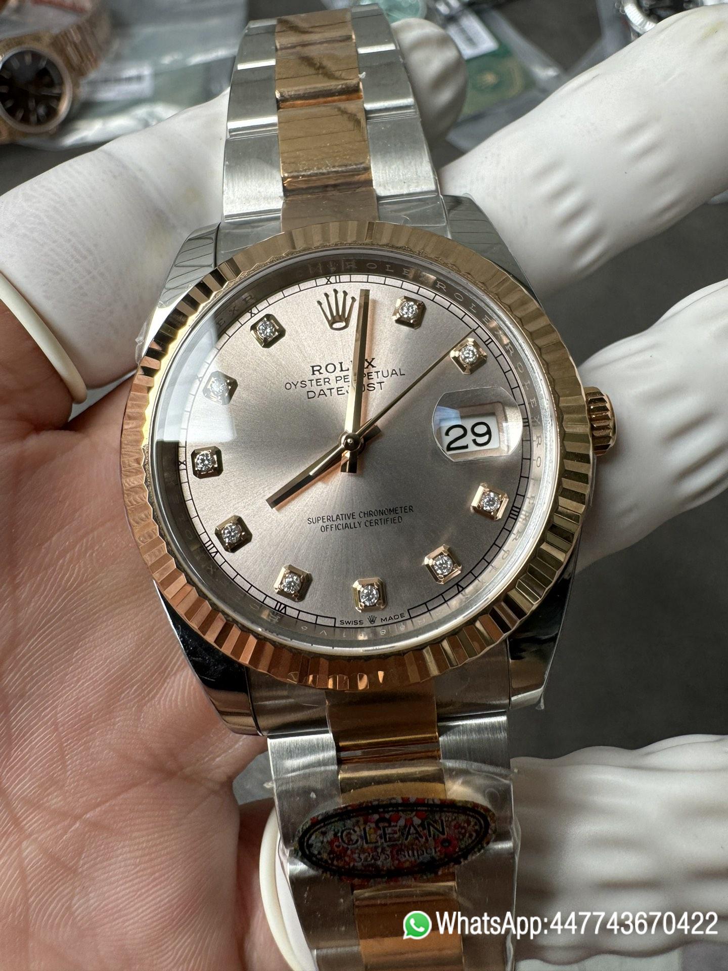 Super Clone DateJust 41mm 126333 Champagne Dial with Diamond Markers Two Tone Bracelet VR3235 03 Super Clone DateJust 41mm 126333 Champagne Dial with Diamond Markers Two Tone Bracelet VR3235 03