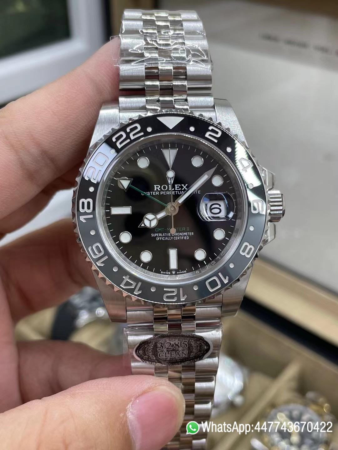 Super Clone GMT Master II 126710GRNR Black Gray Ceramic Bezel 904L Oystersteel Jubilee Strap DD3285 Movement 02 Super Clone GMT Master II 126710GRNR Black Gray Ceramic Bezel 904L Oystersteel Jubilee Strap DD3285 Movement 02