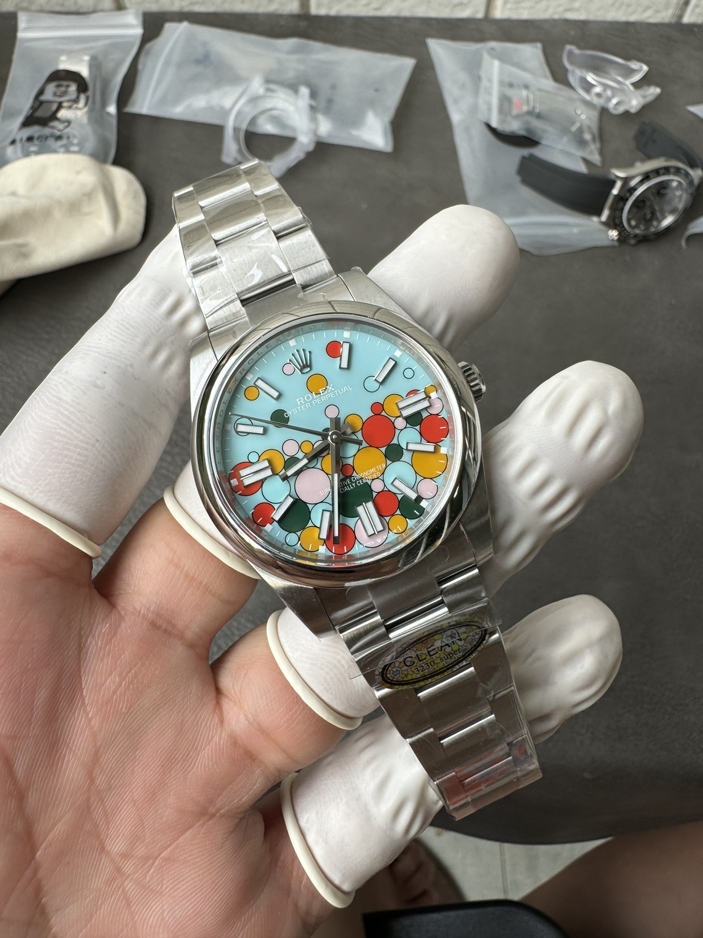 Victory Factory Oyster Perpetual 124300 CF OP Watch 41mm 904L Steel Celebration Dial VR3230 01 Clean Factory Oyster Perpetual 124300 CF OP Watch 41mm 904L Steel Celebration Dial VR3230 01