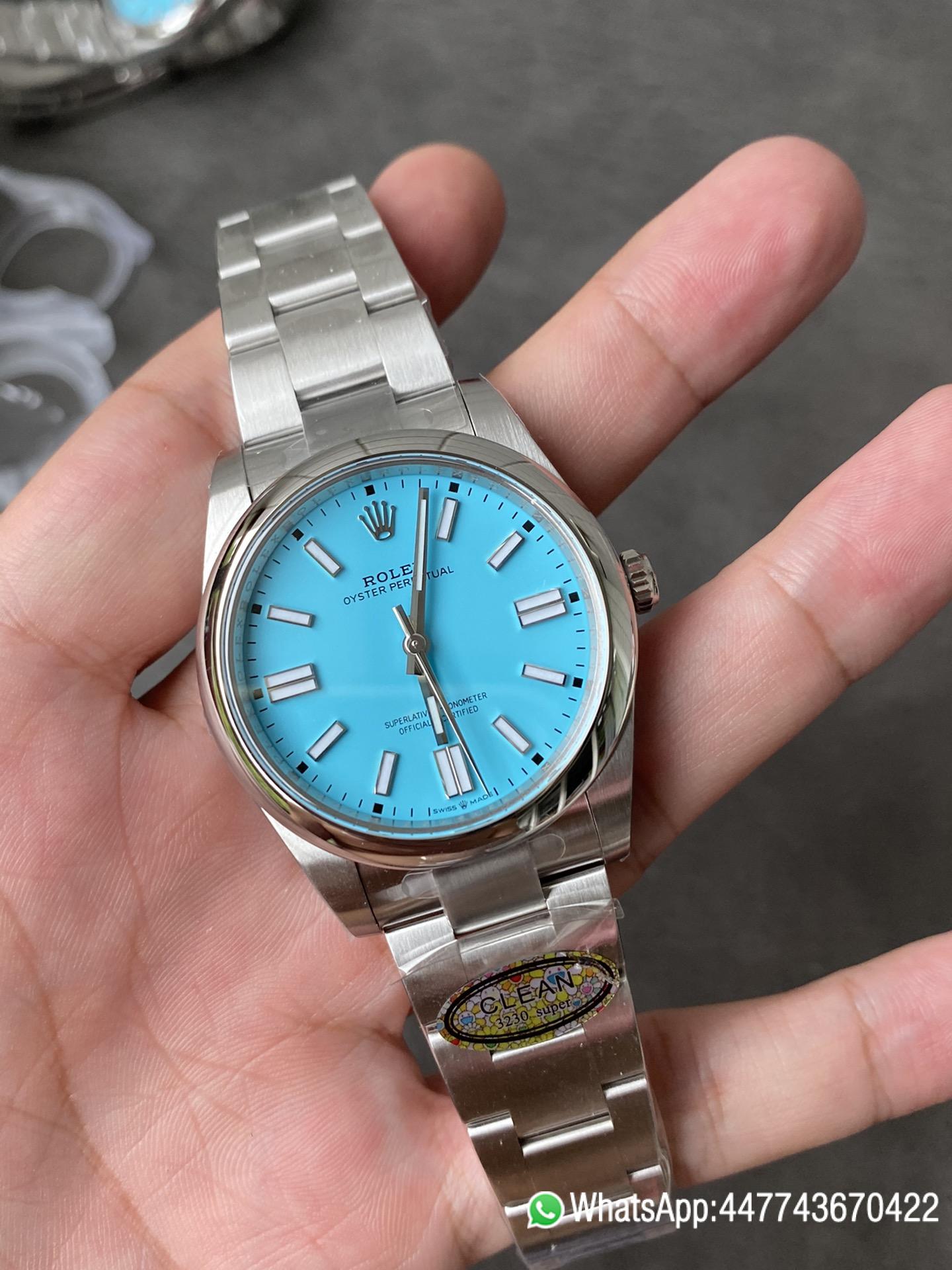 Super Clone Rolex Oyster Perpetual 124300 CF OP 41mm 904L Steel Tiffany Blue Dial VR3230 Movement 01 Super Clone Rolex Oyster Perpetual 124300 CF OP 41mm 904L Steel Tiffany Blue Dial VR3230 Movement 01