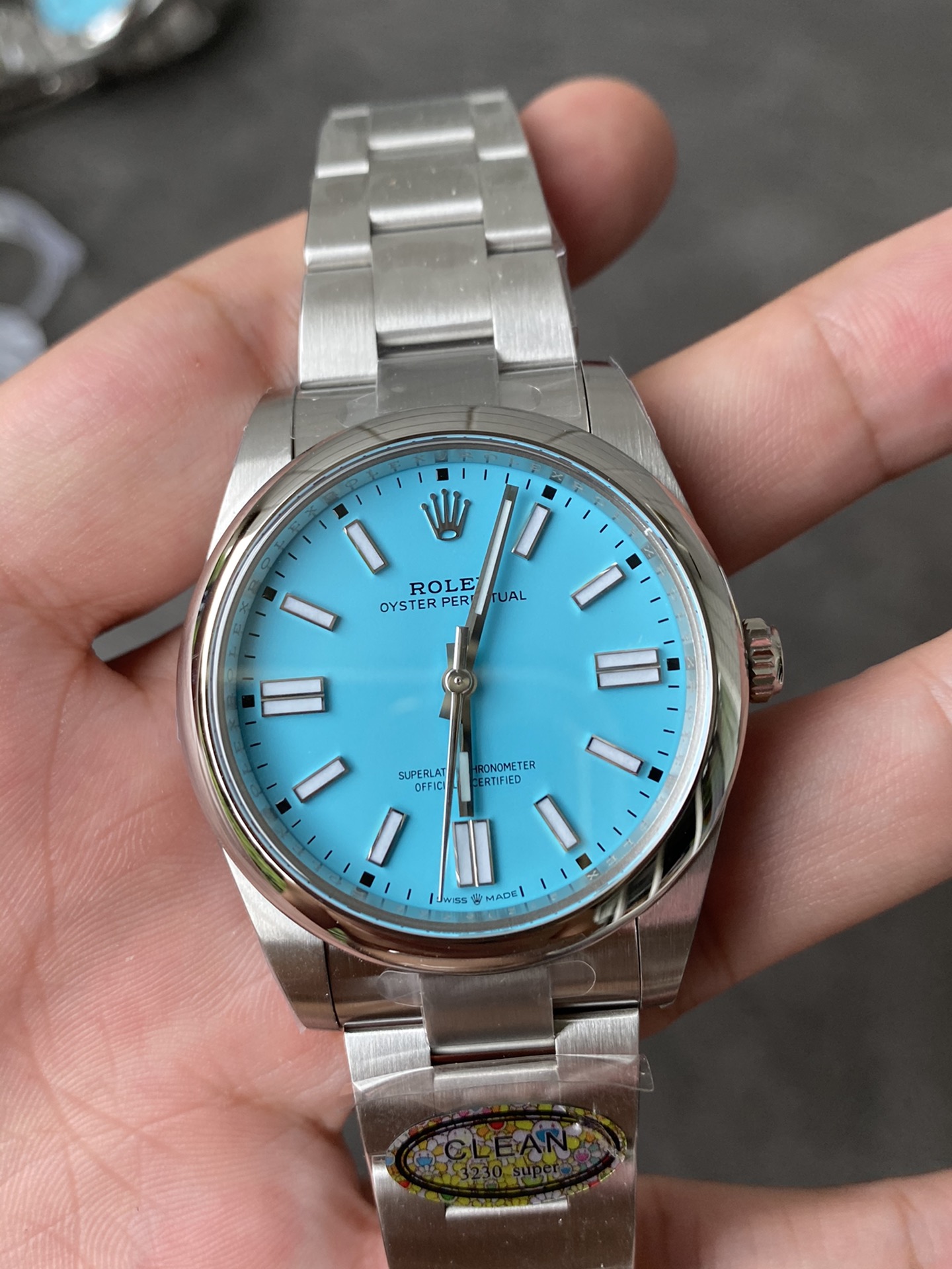 Victory Factory Rolex Oyster Perpetual 124300 CF OP 41mm 904L Steel Tiffany Blue Dial VR3230 Movement 02 Clean Factory Rolex Oyster Perpetual 124300 CF OP 41mm 904L Steel Tiffany Blue Dial VR3230 Movement 02