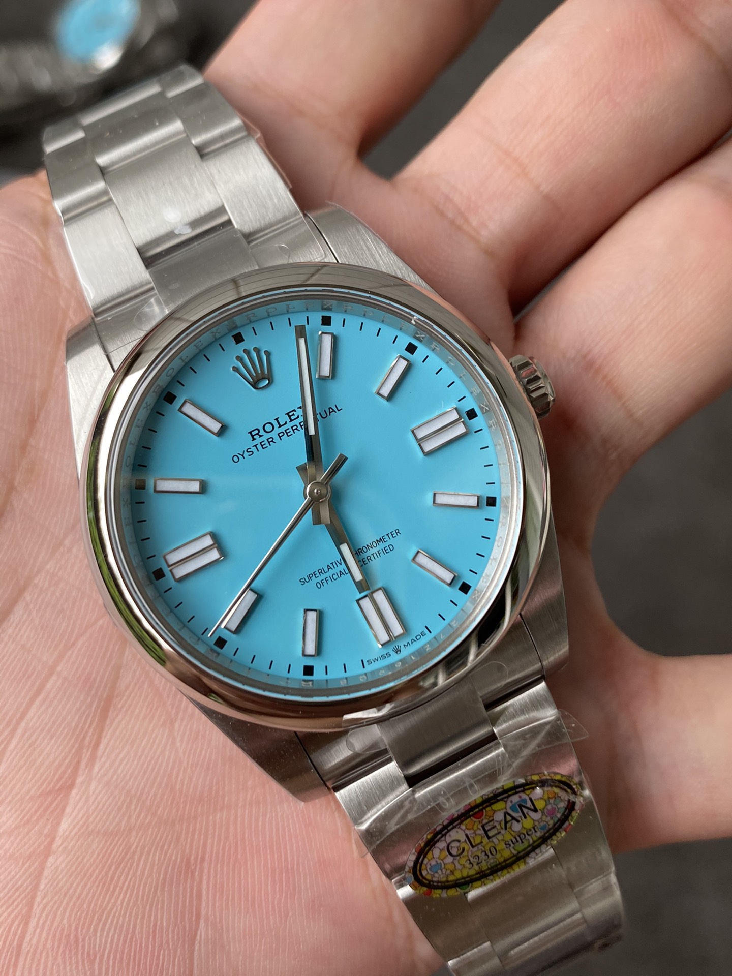 Victory Factory Rolex Oyster Perpetual 124300 CF OP 41mm 904L Steel Tiffany Blue Dial VR3230 Movement 03 Clean Factory Rolex Oyster Perpetual 124300 CF OP 41mm 904L Steel Tiffany Blue Dial VR3230 Movement 03