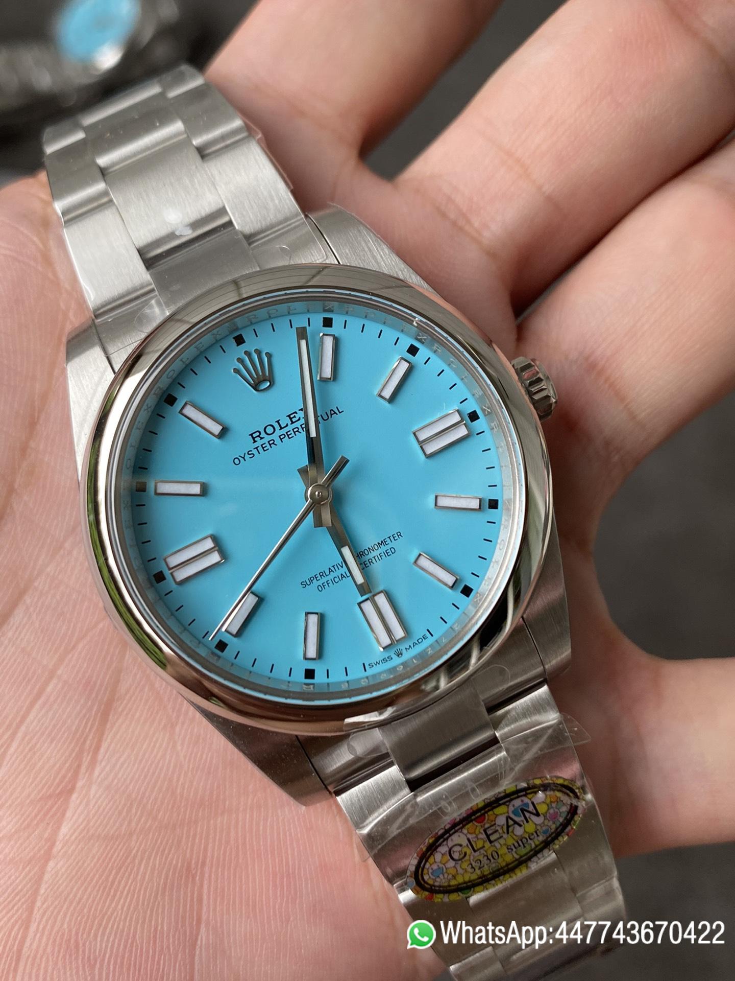 Super Clone Rolex Oyster Perpetual 124300 CF OP 41mm 904L Steel Tiffany Blue Dial VR3230 Movement 03 Super Clone Rolex Oyster Perpetual 124300 CF OP 41mm 904L Steel Tiffany Blue Dial VR3230 Movement 03