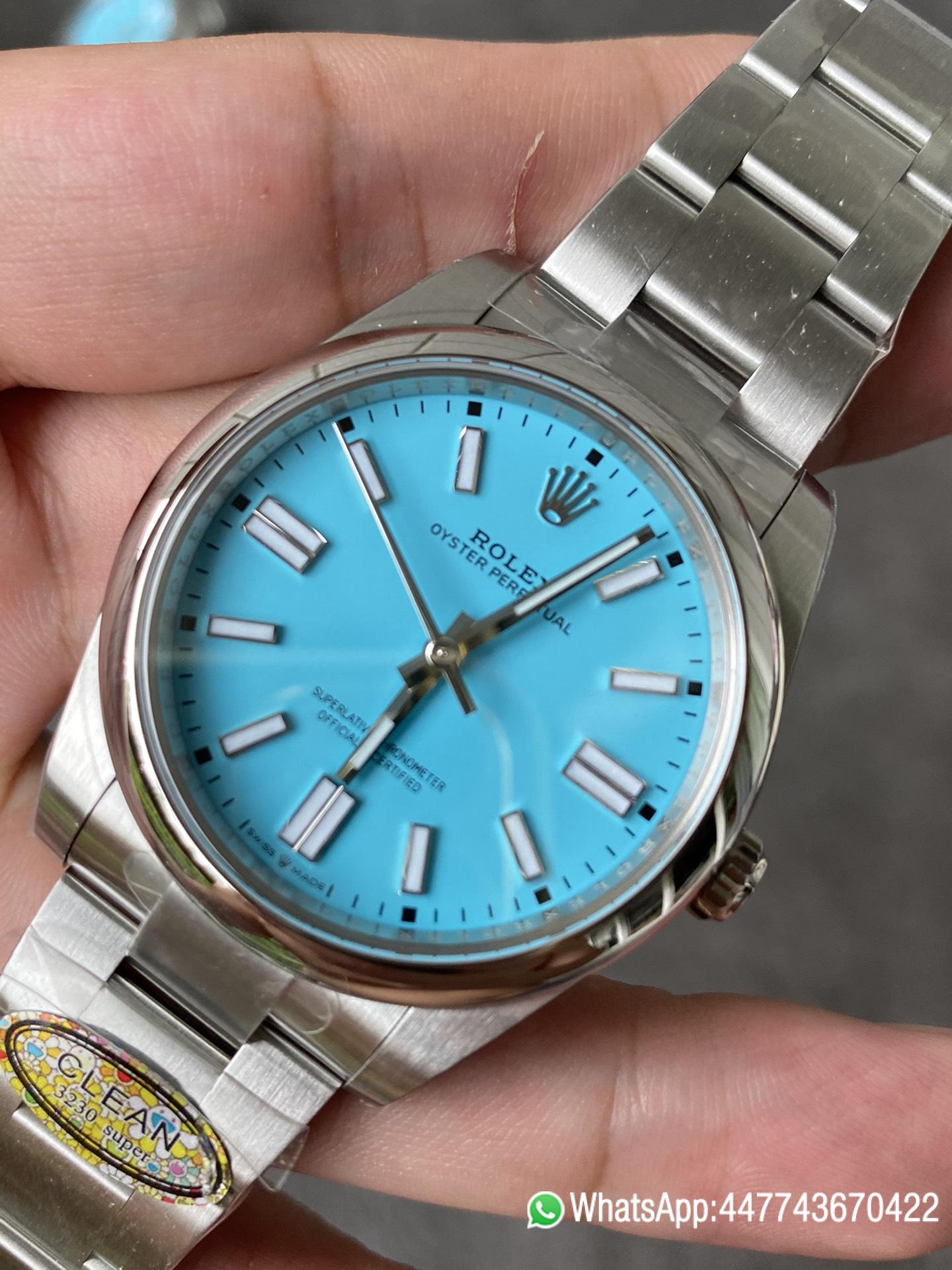 Super Clone Rolex Oyster Perpetual 124300 CF OP 41mm 904L Steel Tiffany Blue Dial VR3230 Movement 04 Super Clone Rolex Oyster Perpetual 124300 CF OP 41mm 904L Steel Tiffany Blue Dial VR3230 Movement 04