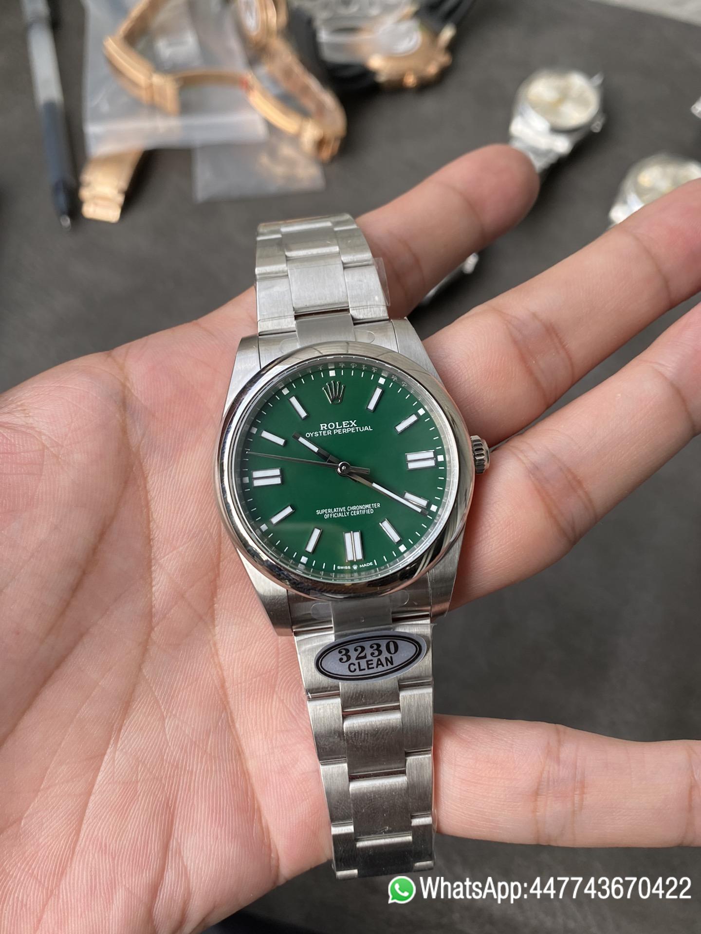 Super Clone Rolex Oyster Perpetual 124300 CP OP 41mm Green Dial 904L Steel VR3230 Movement 01 Super Clone Rolex Oyster Perpetual 124300 CP OP 41mm Green Dial 904L Steel VR3230 Movement 01