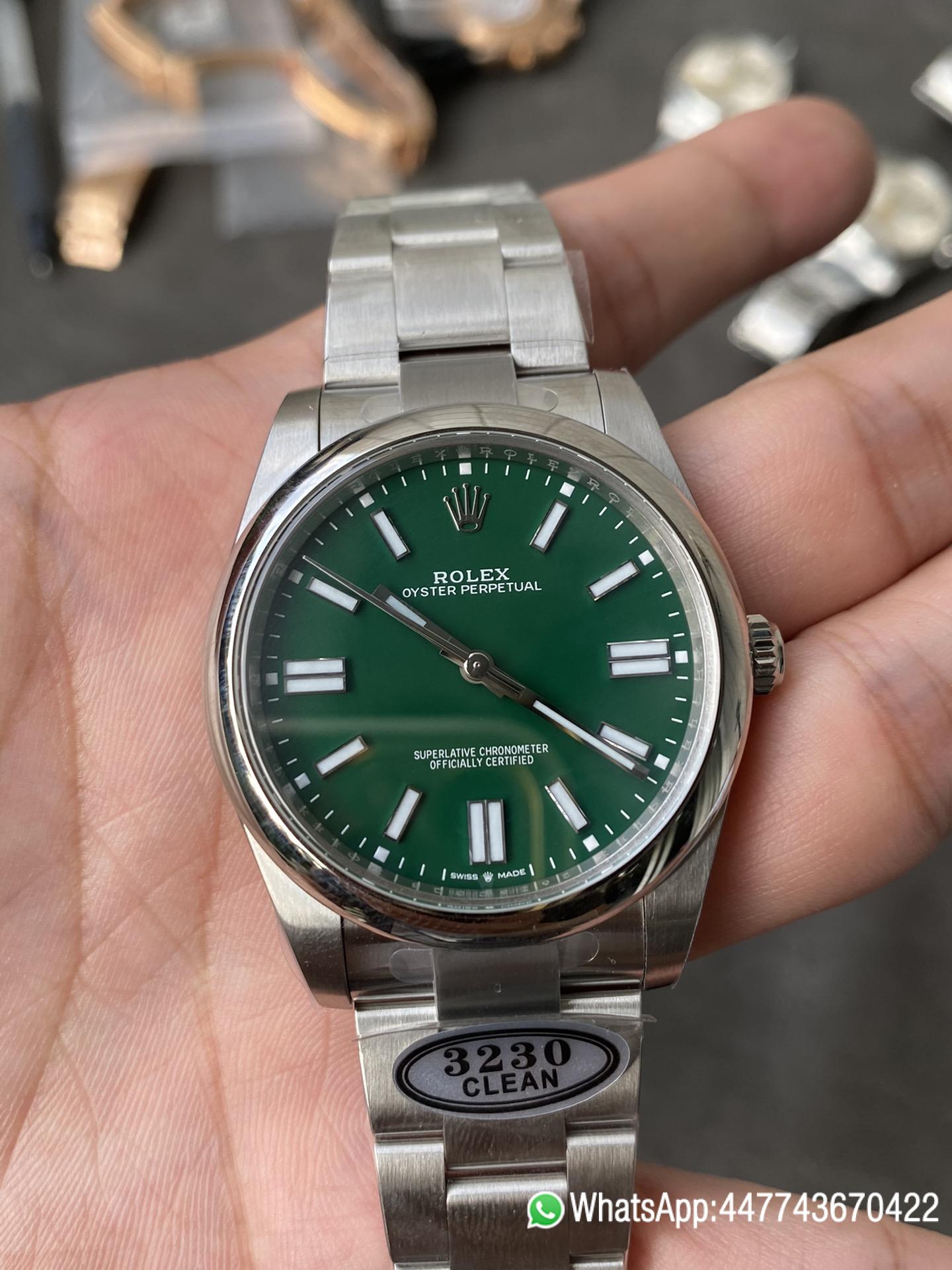 Super Clone Rolex Oyster Perpetual 124300 CP OP 41mm Green Dial 904L Steel VR3230 Movement 02 Super Clone Rolex Oyster Perpetual 124300 CP OP 41mm Green Dial 904L Steel VR3230 Movement 02