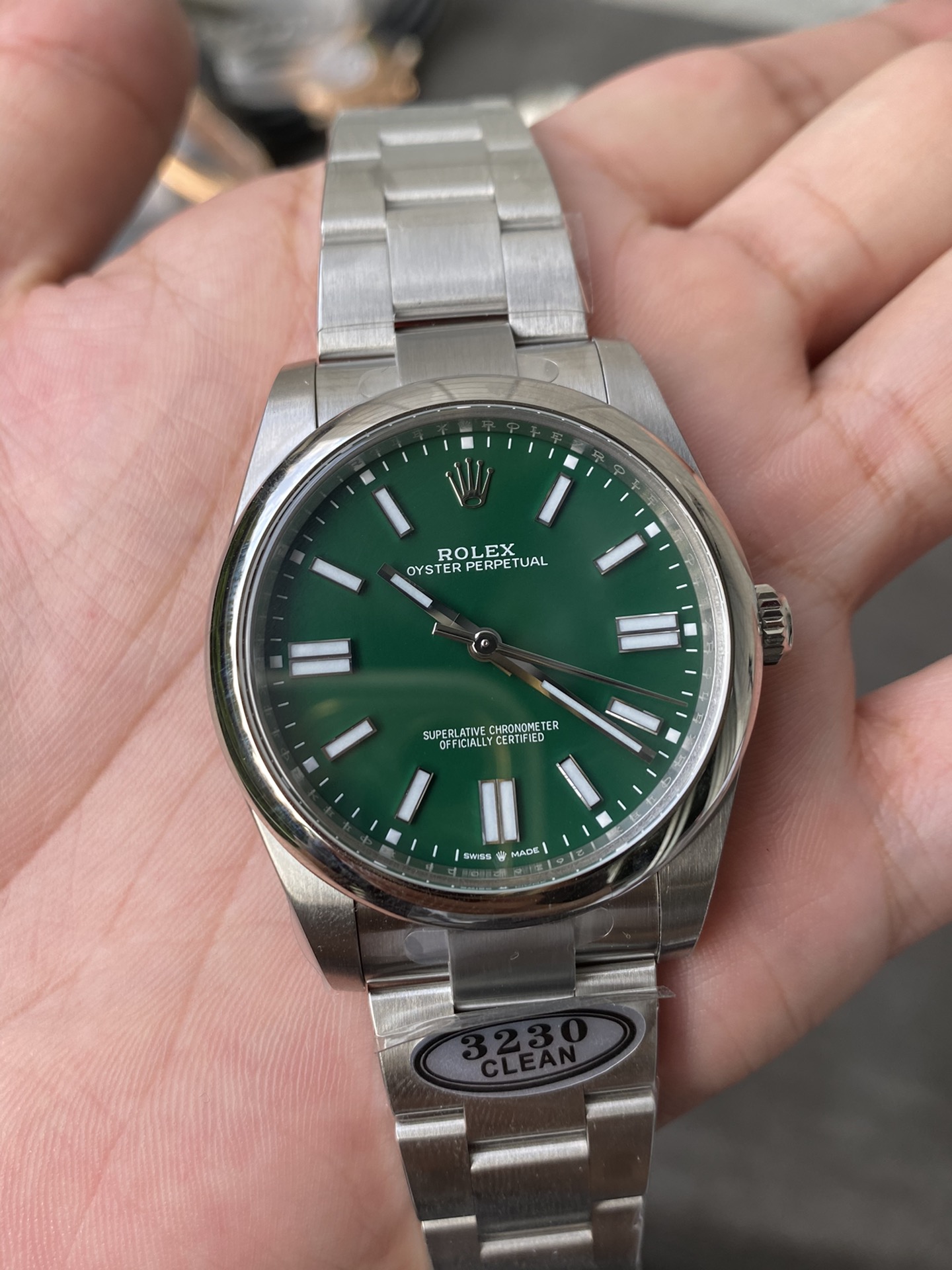 Victory Factory Rolex Oyster Perpetual 124300 CP OP 41mm Green Dial 904L Steel VR3230 Movement 05 Clean Factory Rolex Oyster Perpetual 124300 CP OP 41mm Green Dial 904L Steel VR3230 Movement 05