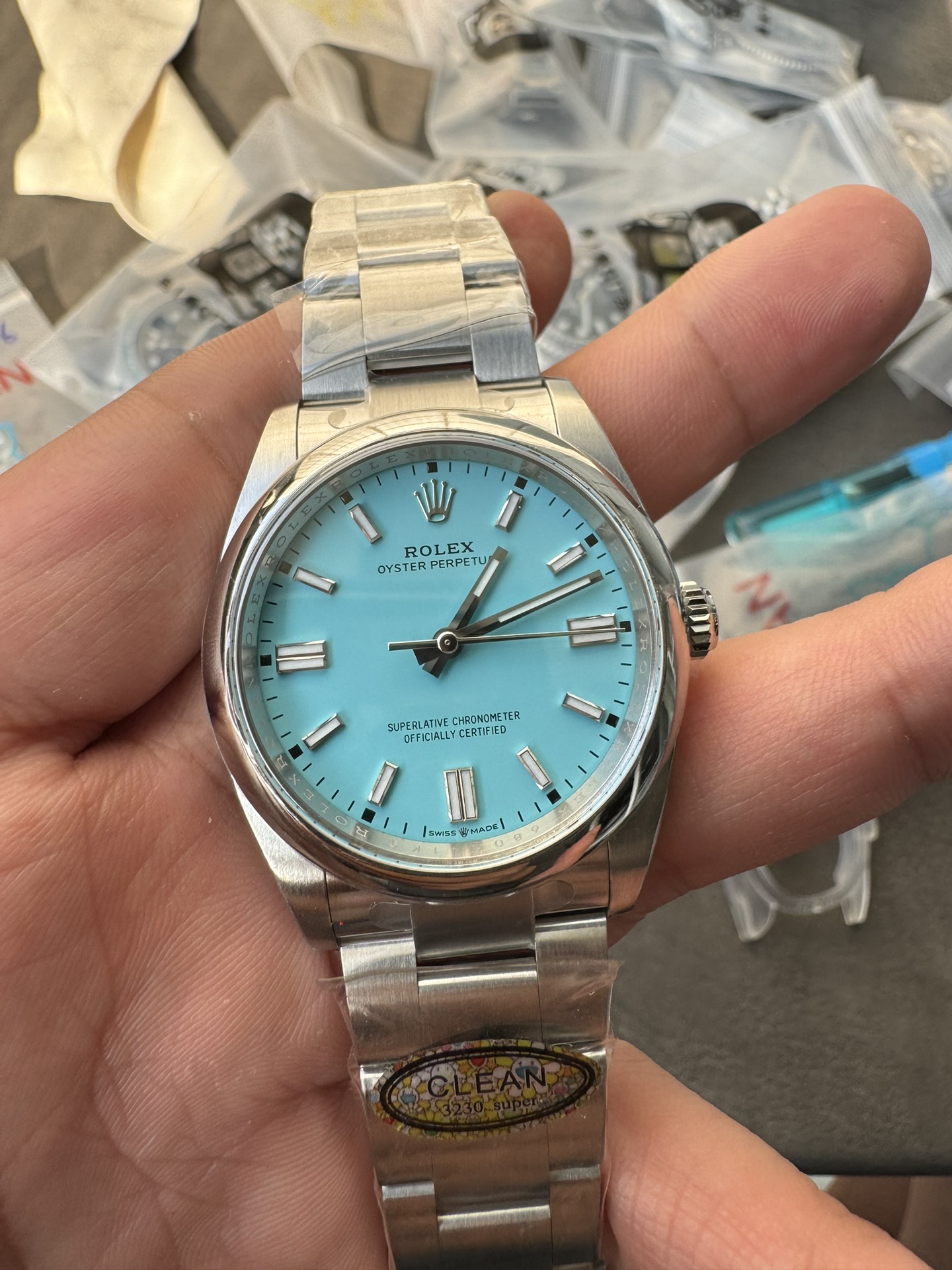 Victory Factory Rolex Oyster Perpetual 126000 36mm Tiffany Blue Dial 904L Steel VR3230 CF OP 02 Clean Factory Rolex Oyster Perpetual 126000 36mm Tiffany Blue Dial 904L Steel VR3230 CF OP 02