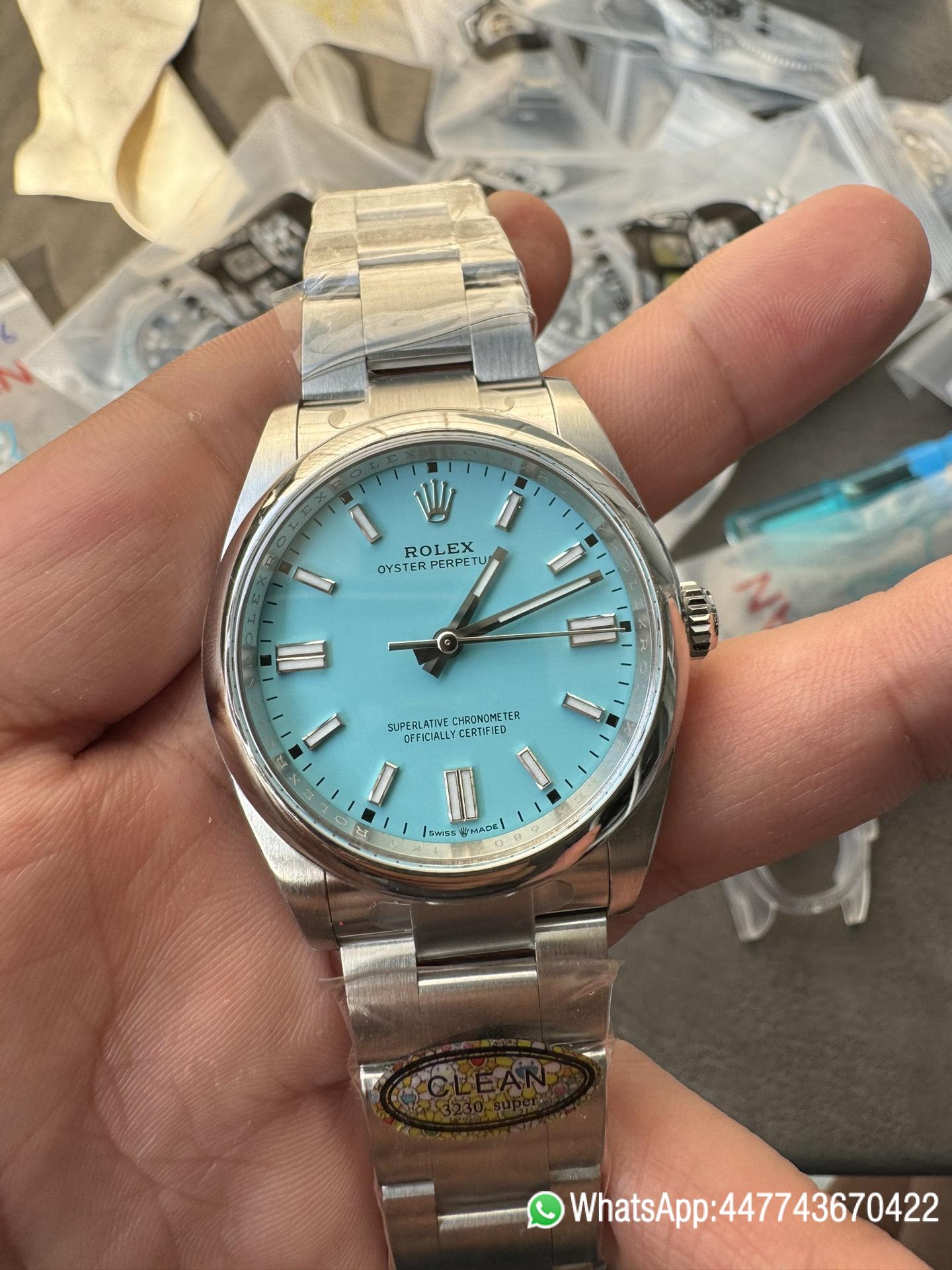 Super Clone Rolex Oyster Perpetual 126000 36mm Tiffany Blue Dial 904L Steel VR3230 CF OP 02 Super Clone Rolex Oyster Perpetual 126000 36mm Tiffany Blue Dial 904L Steel VR3230 CF OP 02