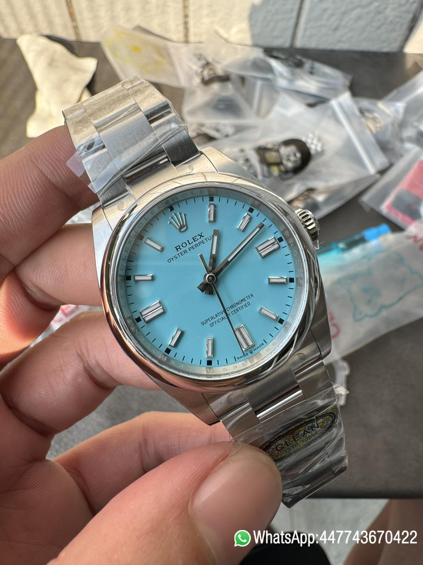 Super Clone Rolex Oyster Perpetual 126000 36mm Tiffany Blue Dial 904L Steel VR3230 CF OP 03 Super Clone Rolex Oyster Perpetual 126000 36mm Tiffany Blue Dial 904L Steel VR3230 CF OP 03
