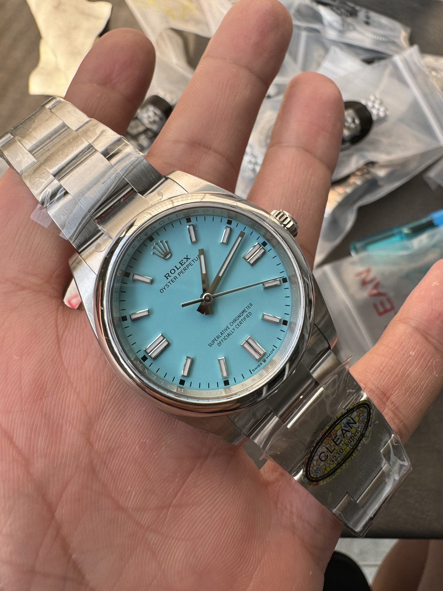 Victory Factory Rolex Oyster Perpetual 126000 36mm Tiffany Blue Dial 904L Steel VR3230 CF OP 04 Clean Factory Rolex Oyster Perpetual 126000 36mm Tiffany Blue Dial 904L Steel VR3230 CF OP 04