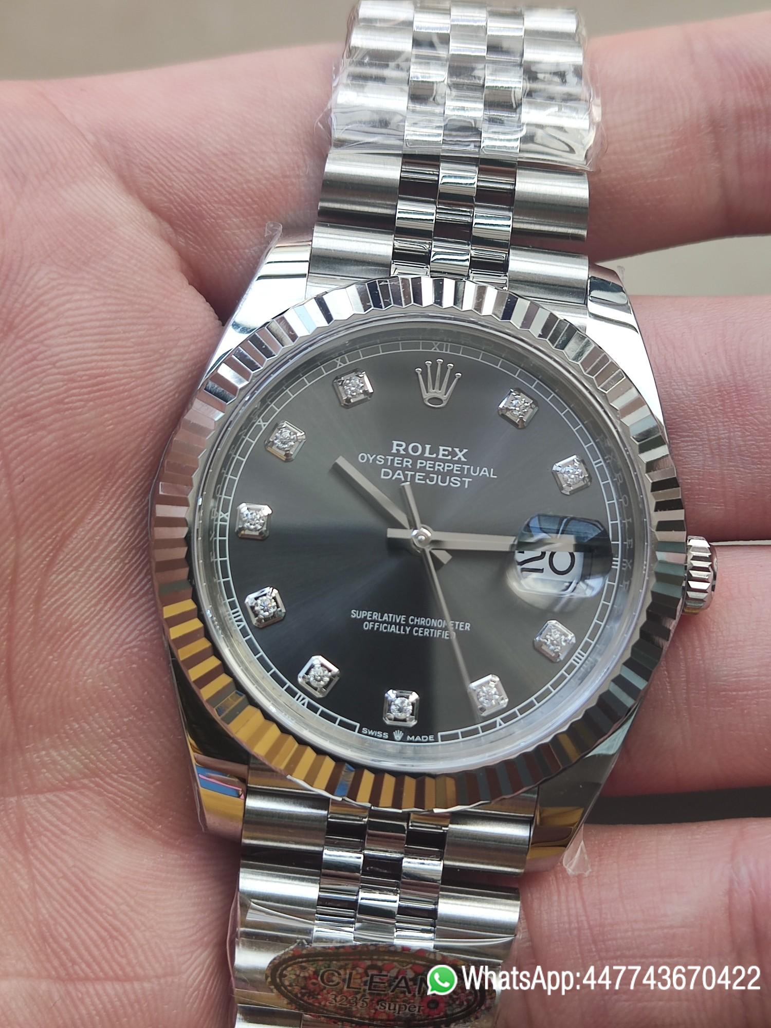 Super Clone Watch CF DateJust 41mm 126334 904L Steel Grey Dial with Diamonds Markers on Jubilee Bracelet VR3235 Movement 02 Super Clone Watch CF DateJust 41mm 126334 904L Steel Grey Dial with Diamonds Markers on Jubilee Bracelet VR3235 Movement 02