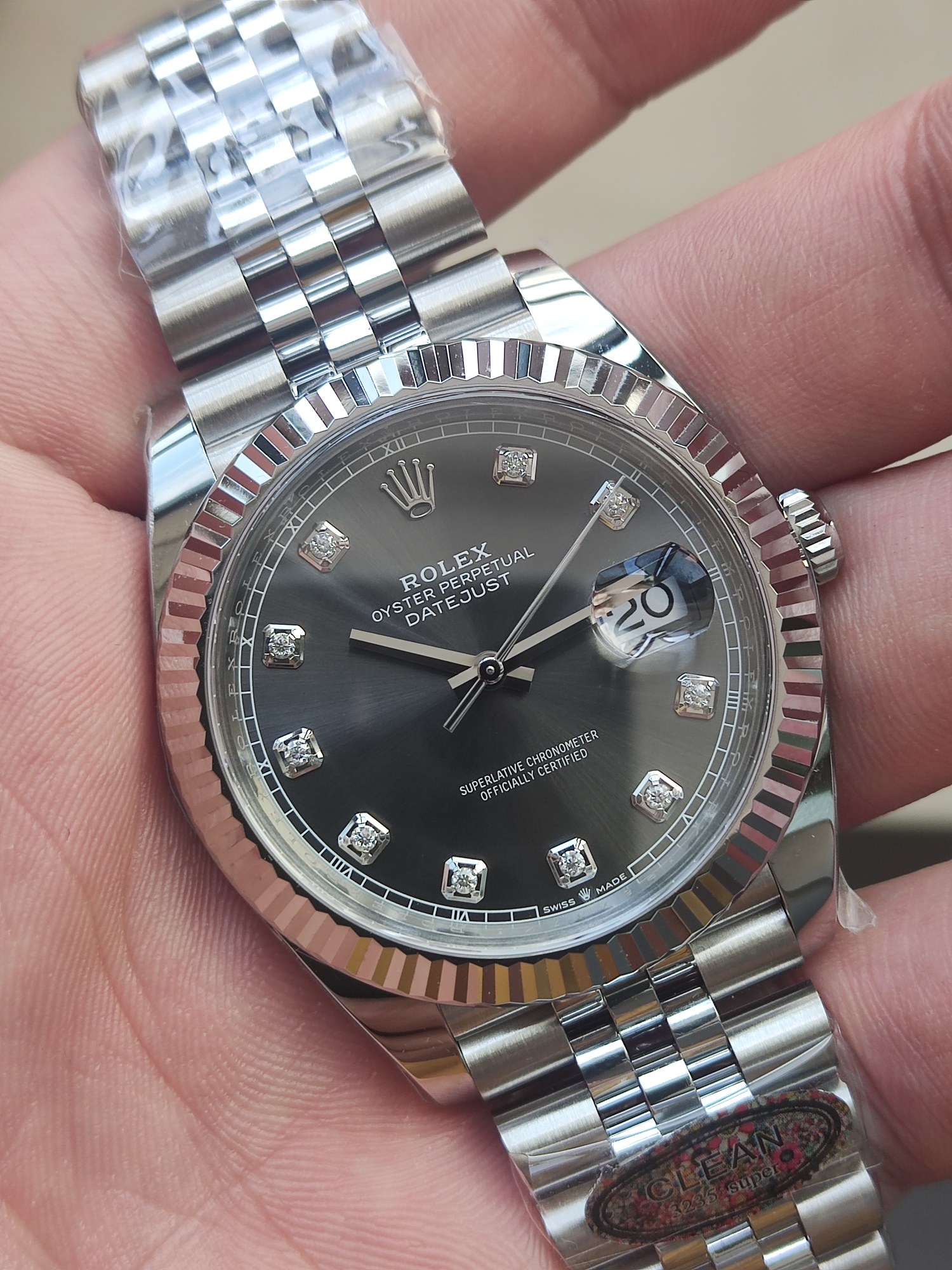 Victory Factory Watch CF DateJust 41mm 126334 904L Steel Grey Dial with Diamonds Markers on Jubilee Bracelet VR3235 Movement 03 Clean Factory Watch CF DateJust 41mm 126334 904L Steel Grey Dial with Diamonds Markers on Jubilee Bracelet VR3235 Movement 03
